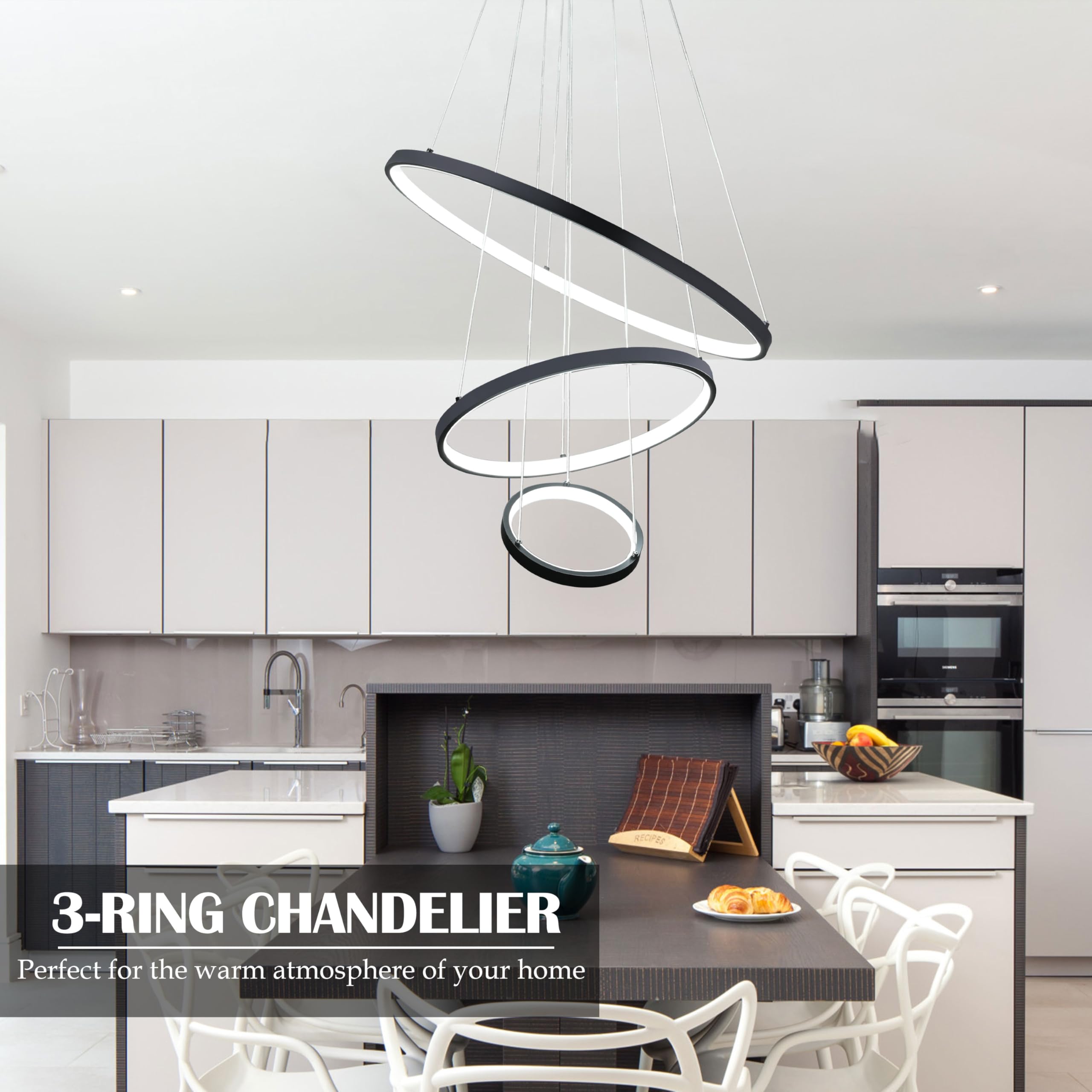 Modern LED Chandelier Contemporary Pendant Lighting Ring Light Fixture Gold with 4000K and 59in Height Adjustable Hanging Lamp for Kitchen Island Hallway Foyer Closet Corridor