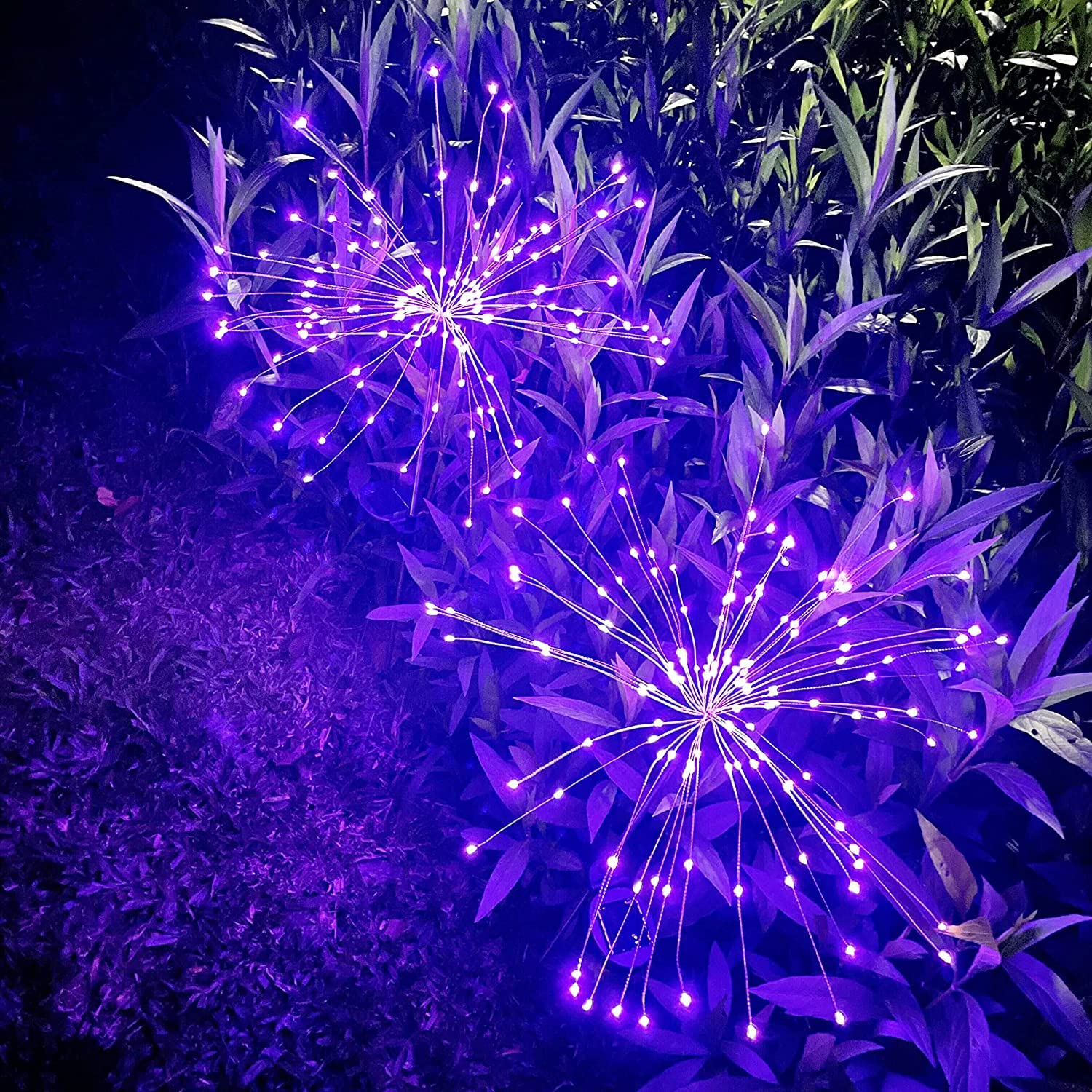 Outdoor Solar Lights Firework, 2 Pack 120 LEDs Waterproof Solar Lights for Outside Garden Yard Pathway Fence - Warm White