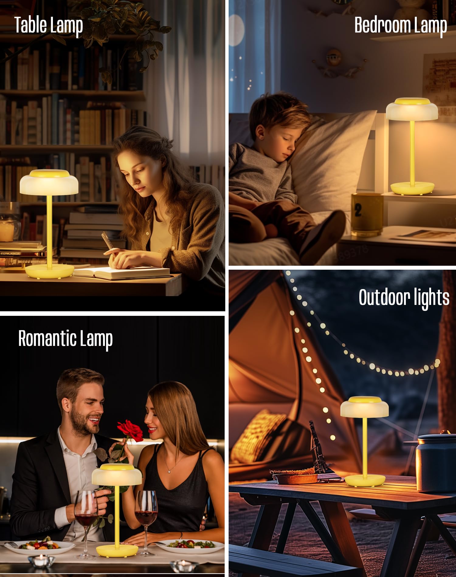 Battery Operated LED Table Lamp, 5000mAh Waterproof Cordless Desk Lamp with 3 Level Brightness Touch Control, Mini Rechargeable Night Light for Living Room, Bedroom, Outdoor bar (Black)