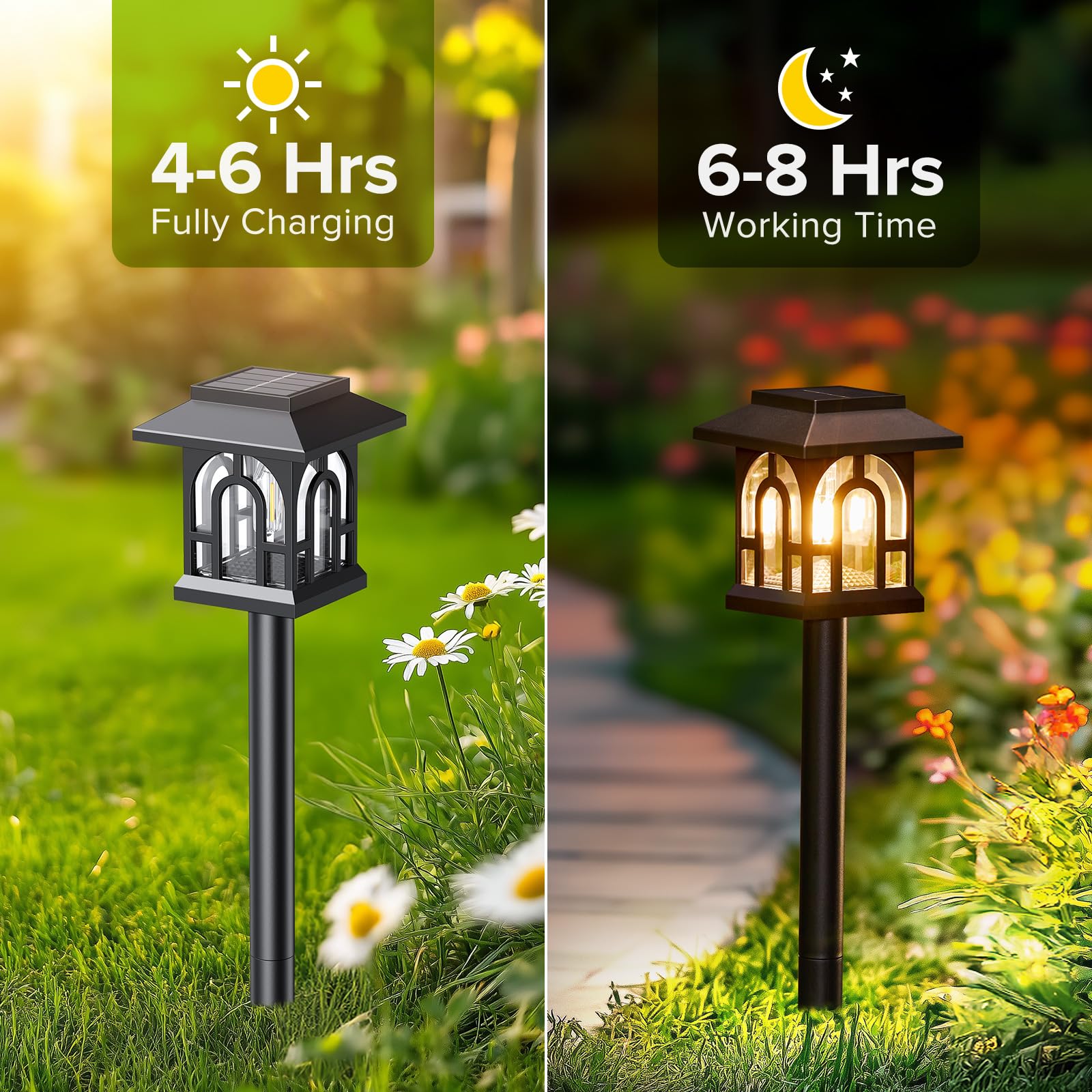 Solar Pathway Lights Outdoor, 10 Pack Retro Solar Landscape Path Yard Lights, Auto On/Off Solar Powered Outdoor Lights, Outdoor Solar Garden Lights for Outside Yard Lawn Patio Walkway Driveway