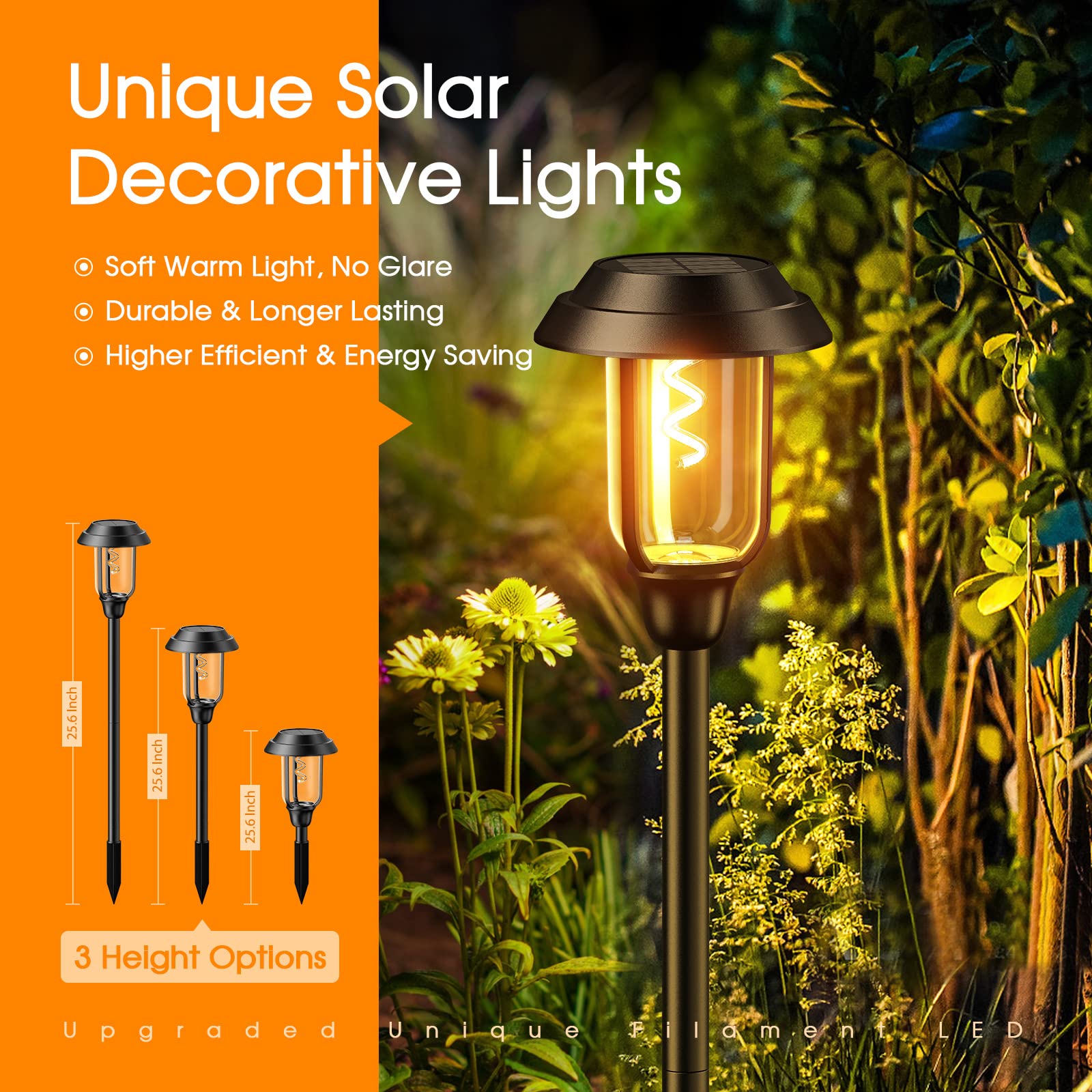 Solar Pathway Lights Outdoor, 8 Pack 2X Bigger Solar Lights Outdoor, Bright Long Lasting Solar Landscape Path Lights Waterproof Outdoor Solar Garden Lights for Yard Lawn Walkway Driveway