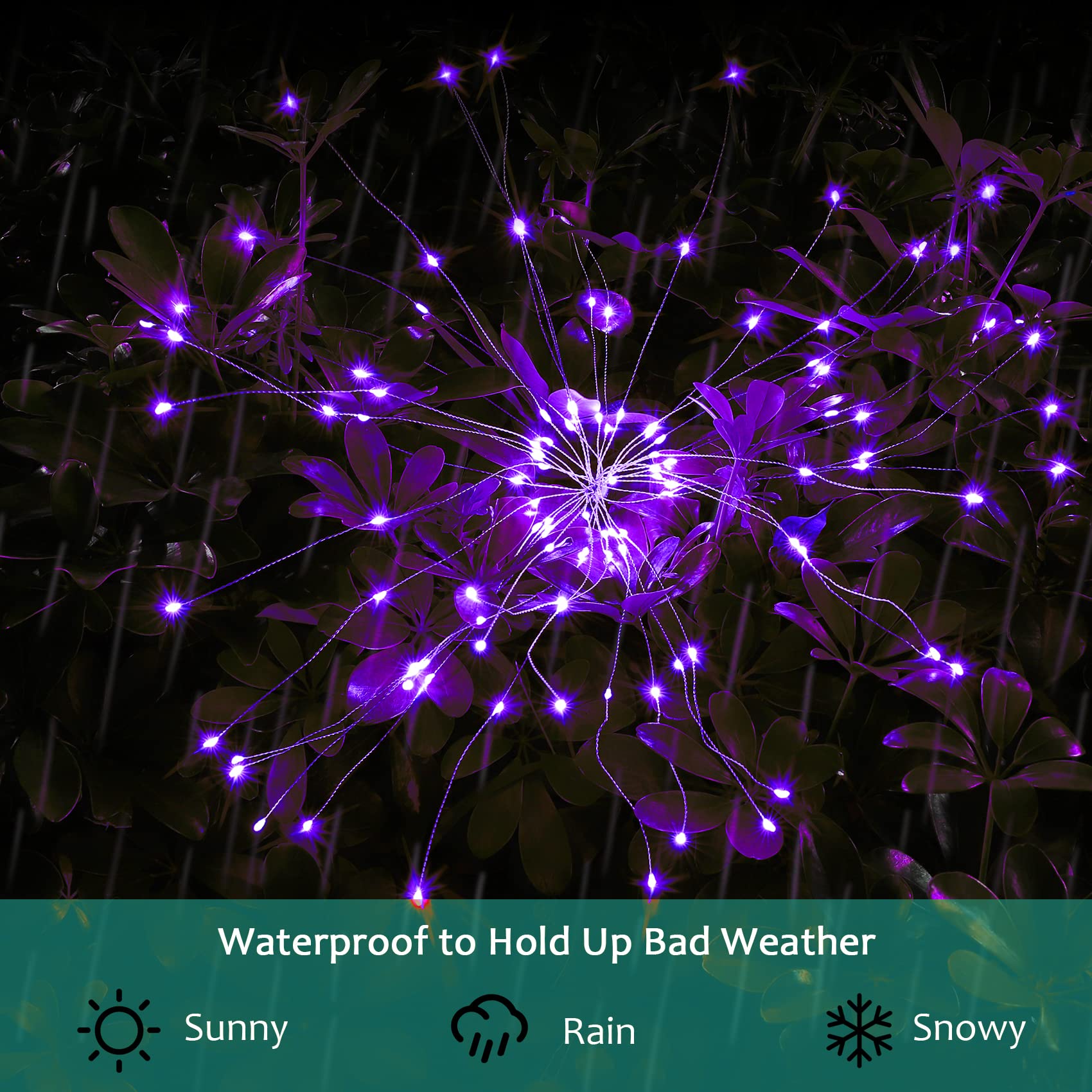 Outdoor Solar Lights Firework, 2 Pack 120 LEDs Waterproof Solar Lights for Outside Garden Yard Pathway Fence - Warm White