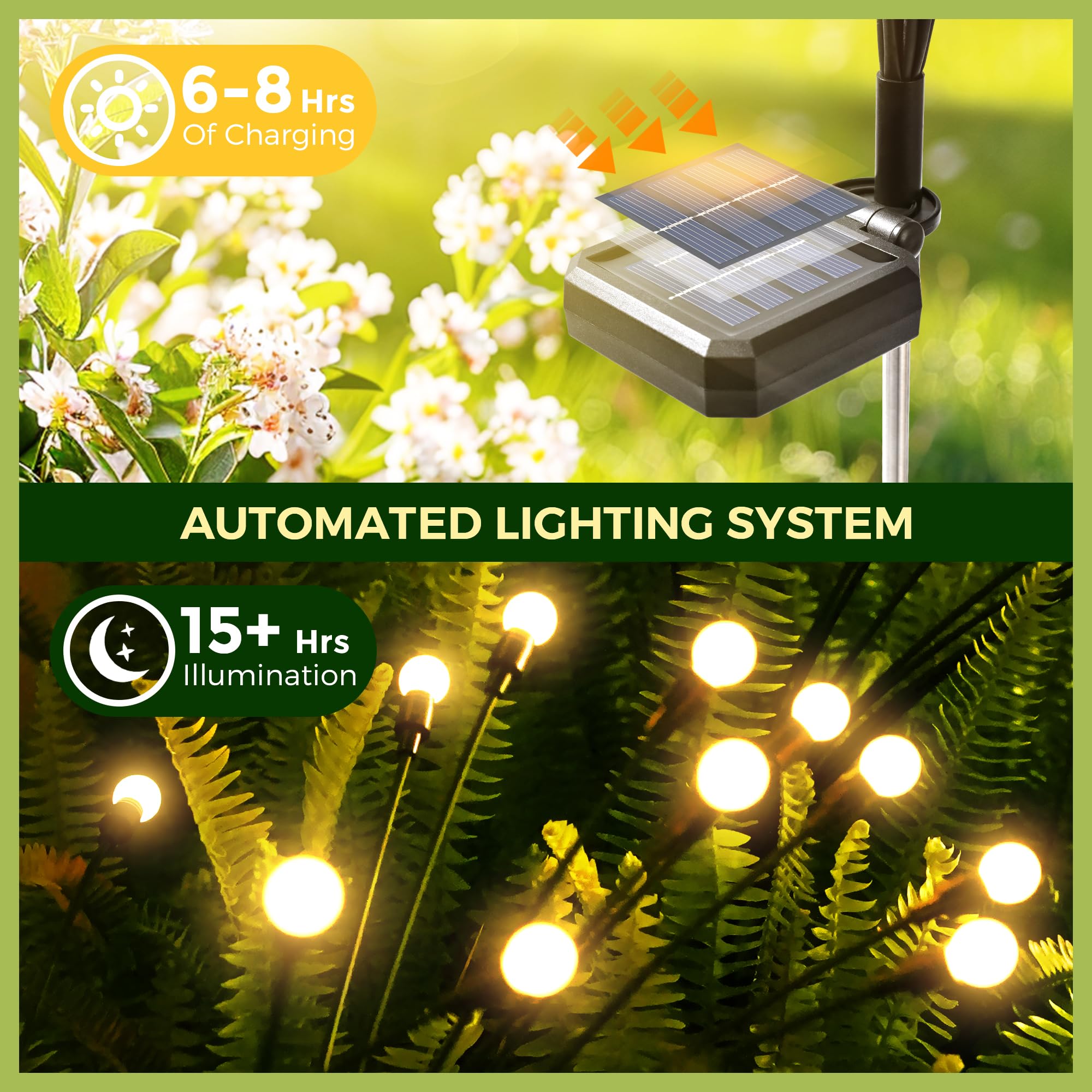 Solar Garden Lights, 20 LED Firefly Garden Lights Solar Outdoor, Solar Lights for Outside Sway by Wind,Solar Lights Outdoor Waterproof for Christmas Yard Patio Pathway Decoration (2 Pack)