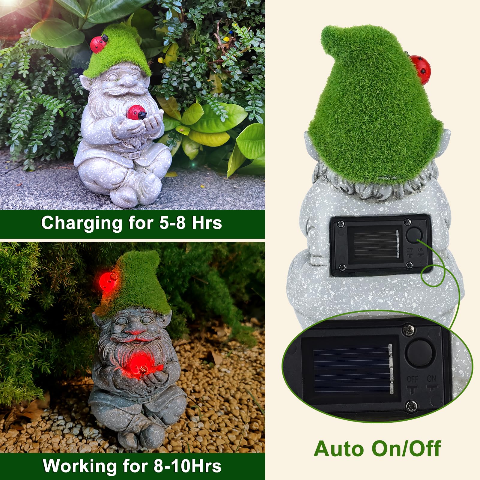 Solar Outdoor Garden Statues Lights, Elephant Figurines with Cute Birds Garden Sculpture Decor, Lucky Elephant Mother Gifts for Women, Men or Daughter, Unique Housewarming Gifts and Yard Decoration