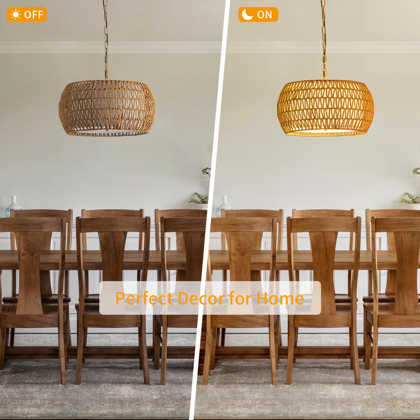 4-Light Rattan Semi Flush Mount Ceiling Light, 15" Boho Light Fixture with Hand-Woven Rattan Shade in Quatrefoil Shape, Farmhouse Boho Chandelier Wicker Light Fixture for Kitchen Bedroom Foyer