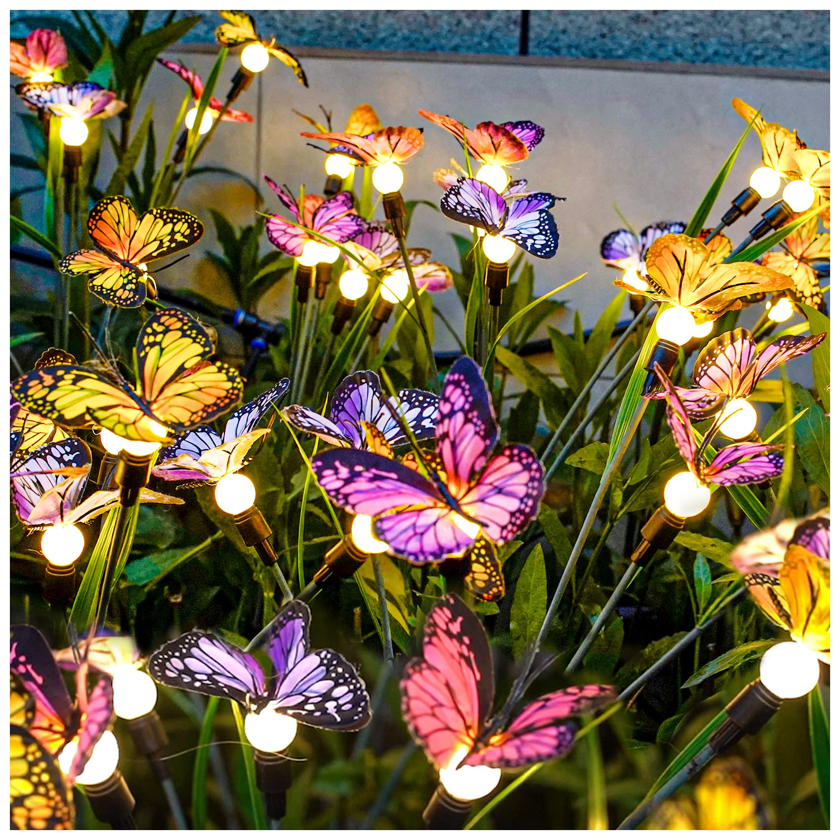 Solar Garden Lights - Newest Swaying Butterfly Light, Swaying in The Wind, Solar Outdoor Lights, Yard Patio Pathway Decoration, High Flexibility Iron Wire & Realistic Butterflies (2 Pack)