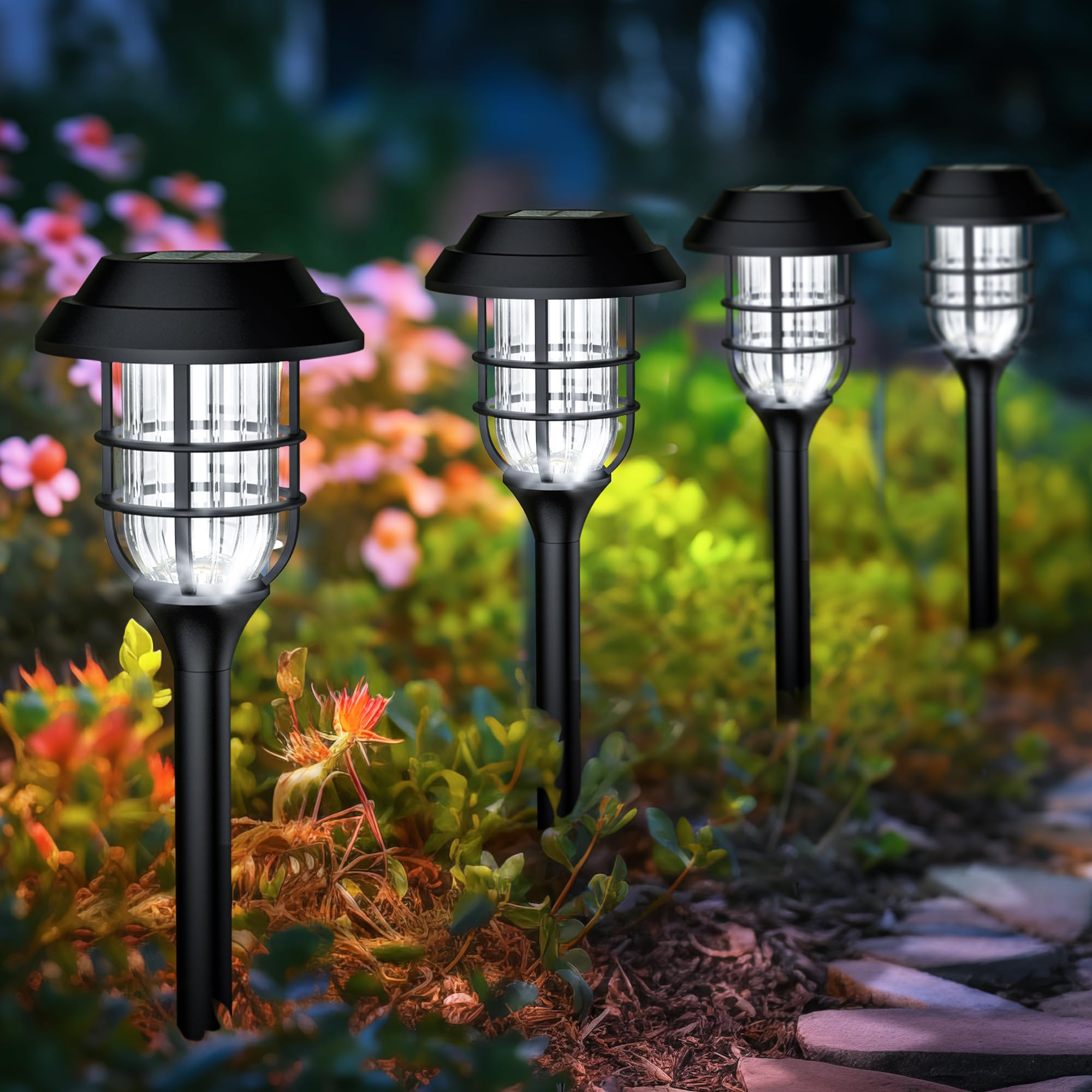 Solar Lights for Outside, Solar Outdoor Path Lights, Garden Lights Waterproof, Solar Powered Landscape Lighting for Yard, Garden, Pathway, Patio, Porch, Walkway, Driveway, 8 Pack(Cold White)