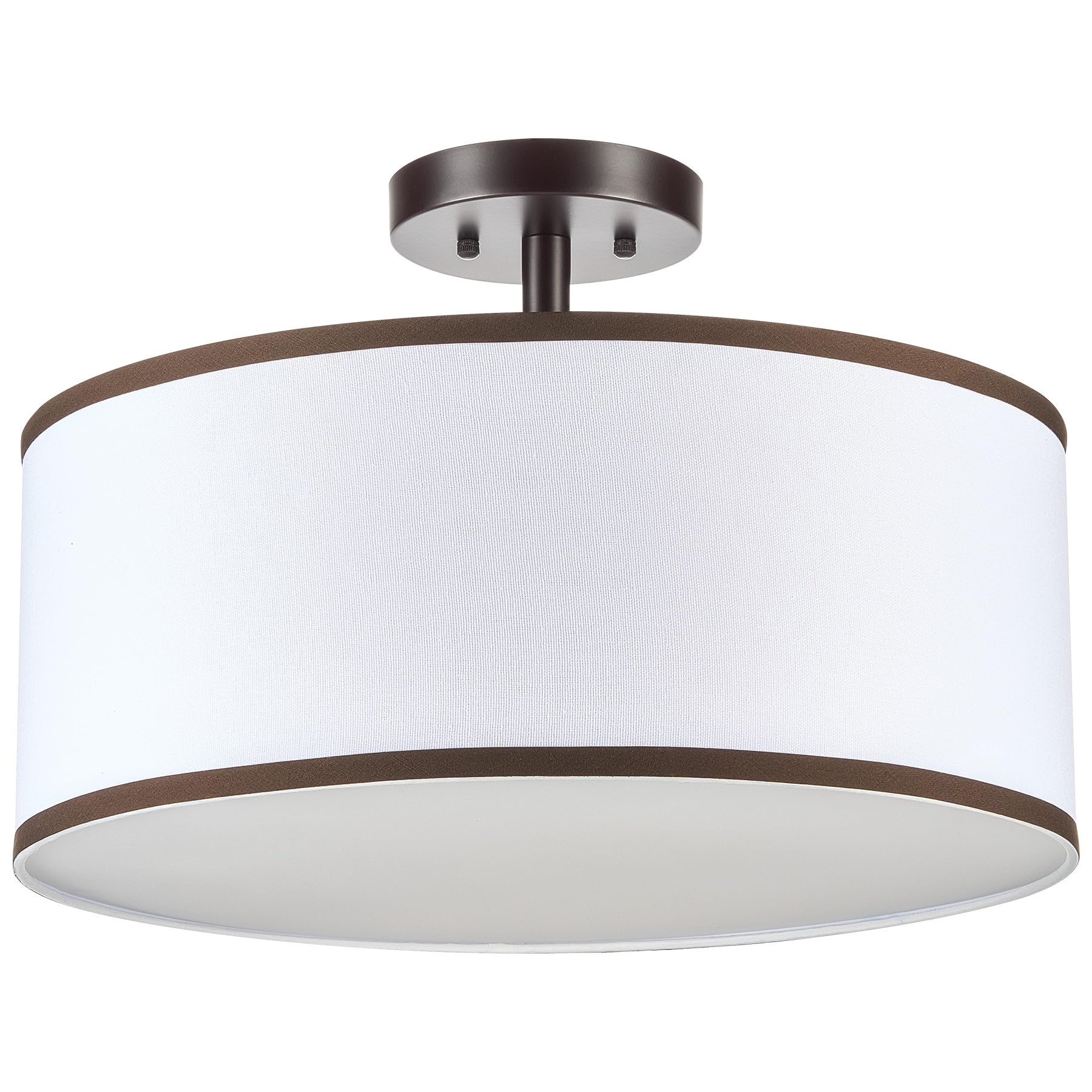 Semi Flush Mount Ceiling Light, 13'' Drum Ceiling Light Fixture with 2 Light, Modern Close to Ceiling Light Fixture for Bedroom Living Room Hallway Kitchen, Bronze Finish