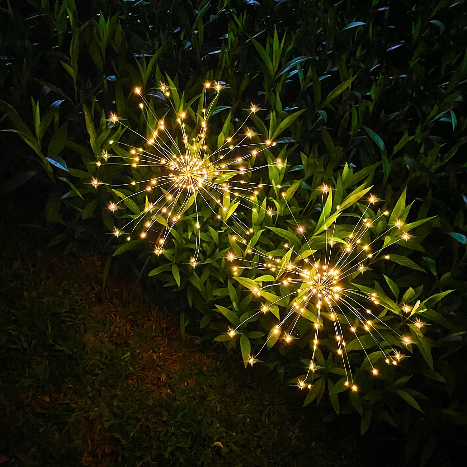 Solar Firework Lights, 2 Pack 120 LEDs 2 Lighting Modes Outdoor Waterproof for Garden Patio Walkway Pathway Party Wedding Christmas Decorative - Cool White