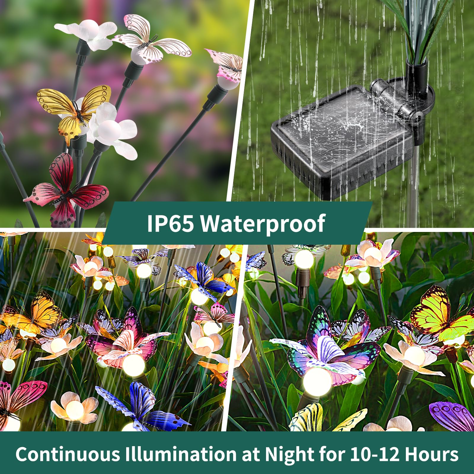 Solar Garden Lights, Solar Lights Outdoor Garden, Garden Lights Solar Powered, Decor for Garden, Yard, Patio, Pathway, IP65 Waterproof, Solar Butterfly Lights Outdoor (2 Pack)