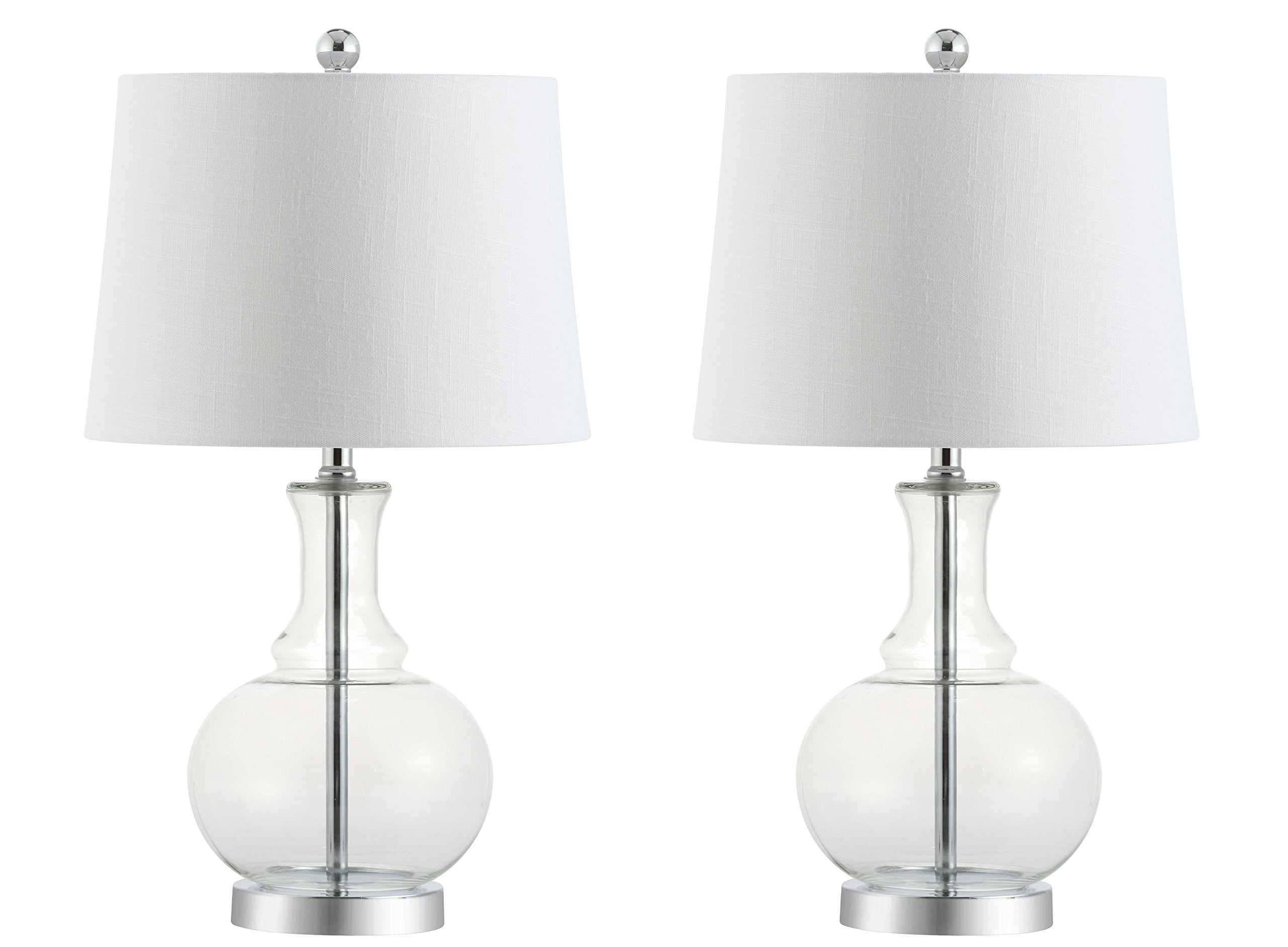 Set of 2 Table Lamps Lavelle 25" Glass LED Table Lamp Contemporary Transitional Bedside Desk Nightstand Lamp for Bedroom Living Room Office College Bookcase, Mercury Silver