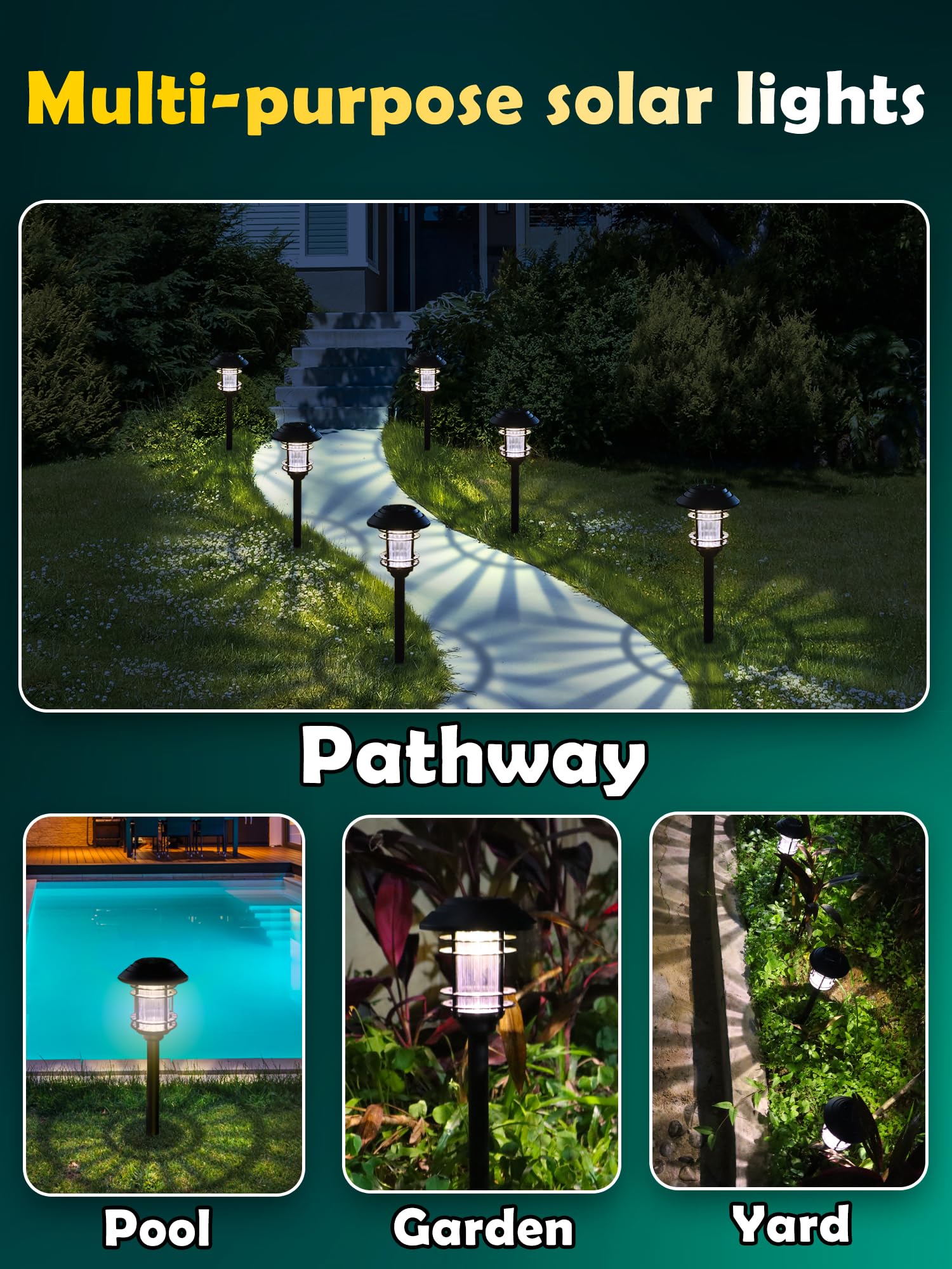 Solar Lights Outdoor Waterproof, 8 Pack LED Solar Garden Lights for Yard, Patio, Walkway, Landscape, Planter