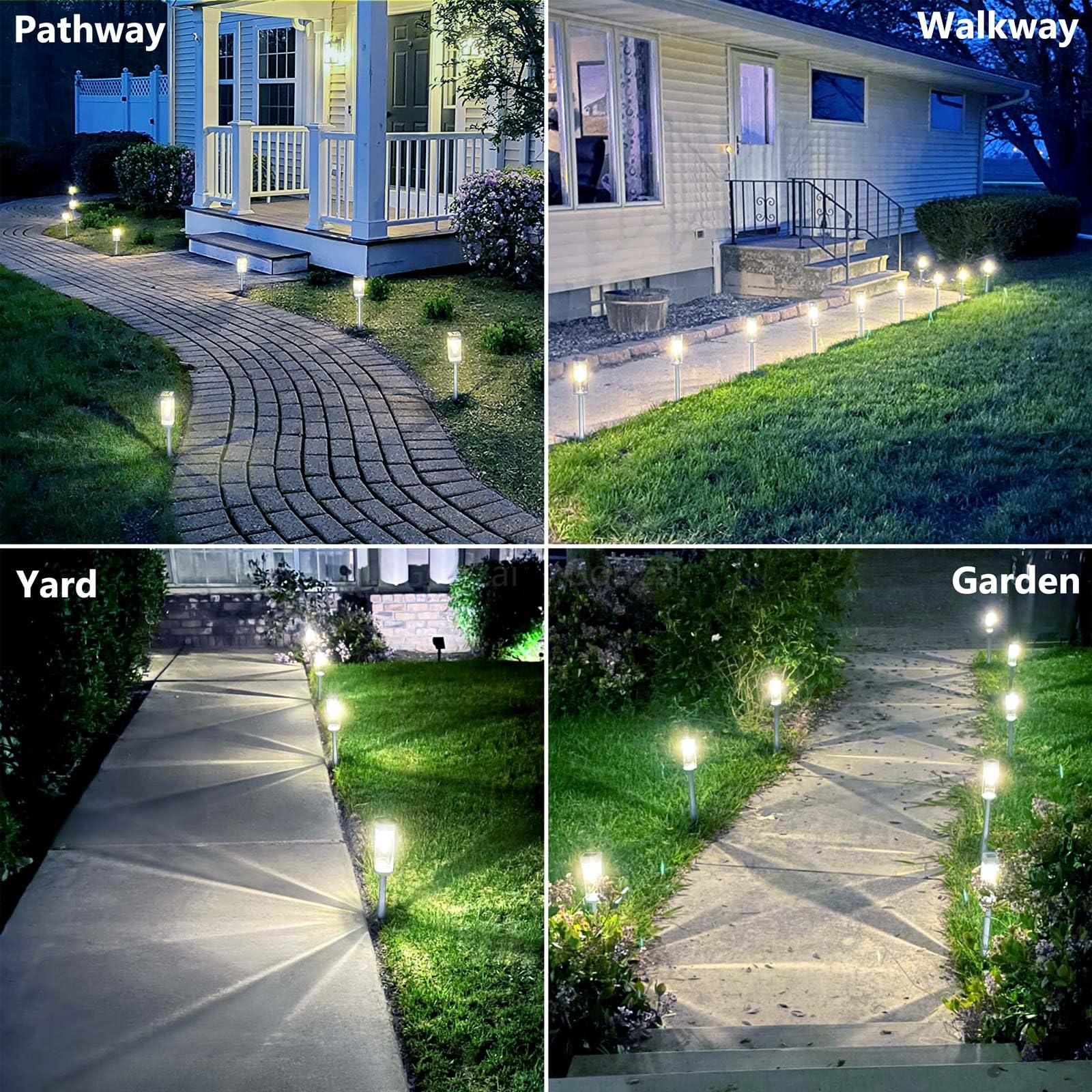 Solar Pathway Lights 8 Pack Solar Outdoor Lights, Upgraded Stainless Steel Garden Lights with LED Tungsten Filament Bulb, Waterproof Solar Power Driveway Lights for Landscape Walkway Yard Lawn