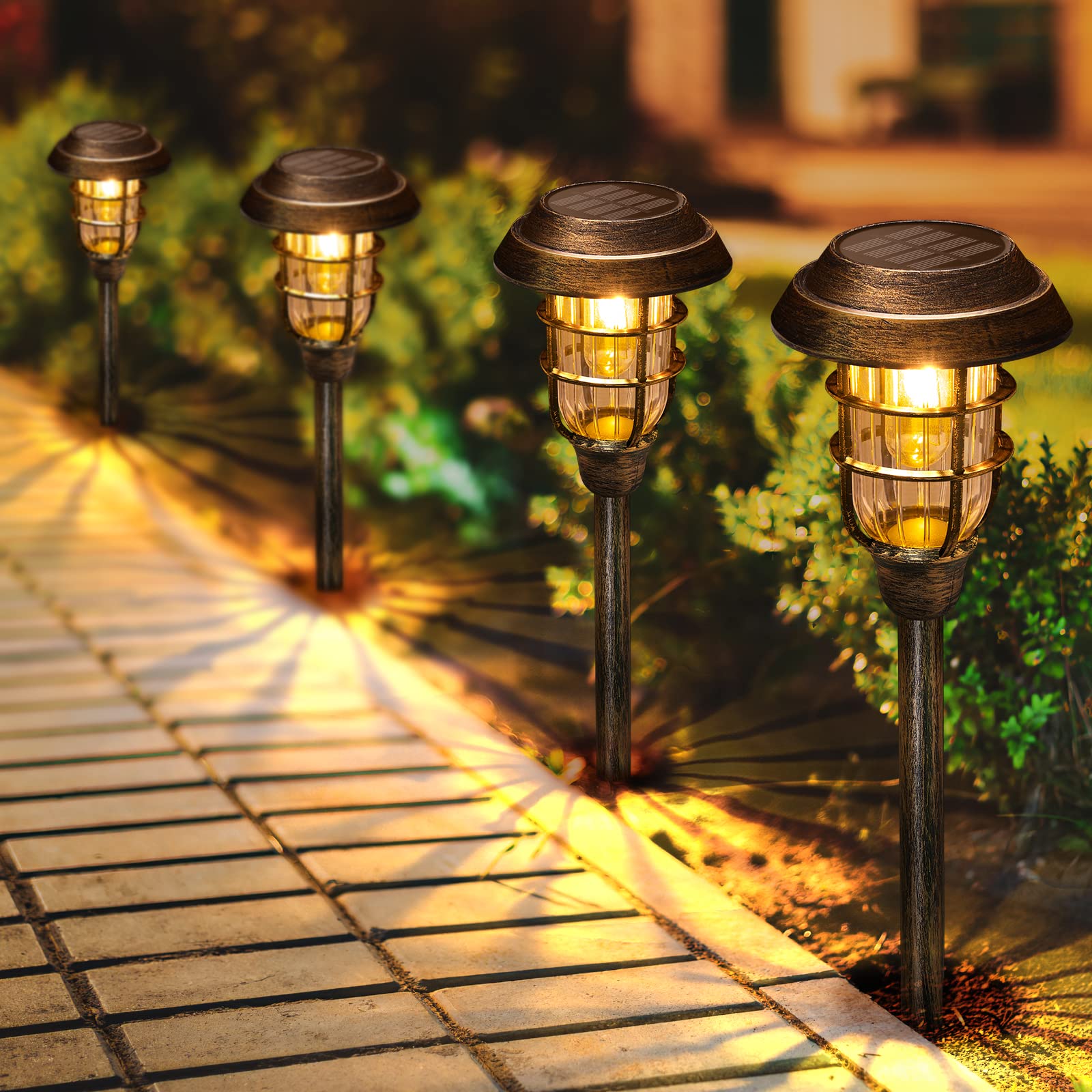 Solar Pathway Lights Outdoor, 8 Pack Bright Solar Lights Outdoor, IP65 Waterproof Auto On/Off Solar Garden Lights Solar Powered Landscape Lighting for Yard Patio Walkway Driveway