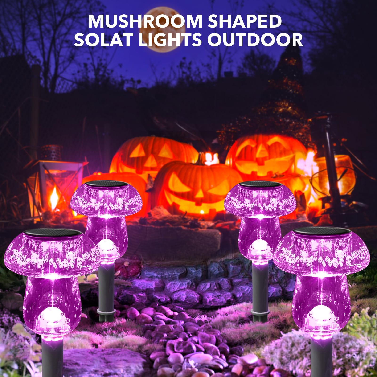 Solar Lights Outdoor, 8 Pack Solar Pathway Lights Outdoor, Solar Powered LED Mushroom Solar Garden Lights, Outdoor Solar Lights for Yard, Landscape, Path, Patio, Outside,Driveway,Backyard (Warm White)