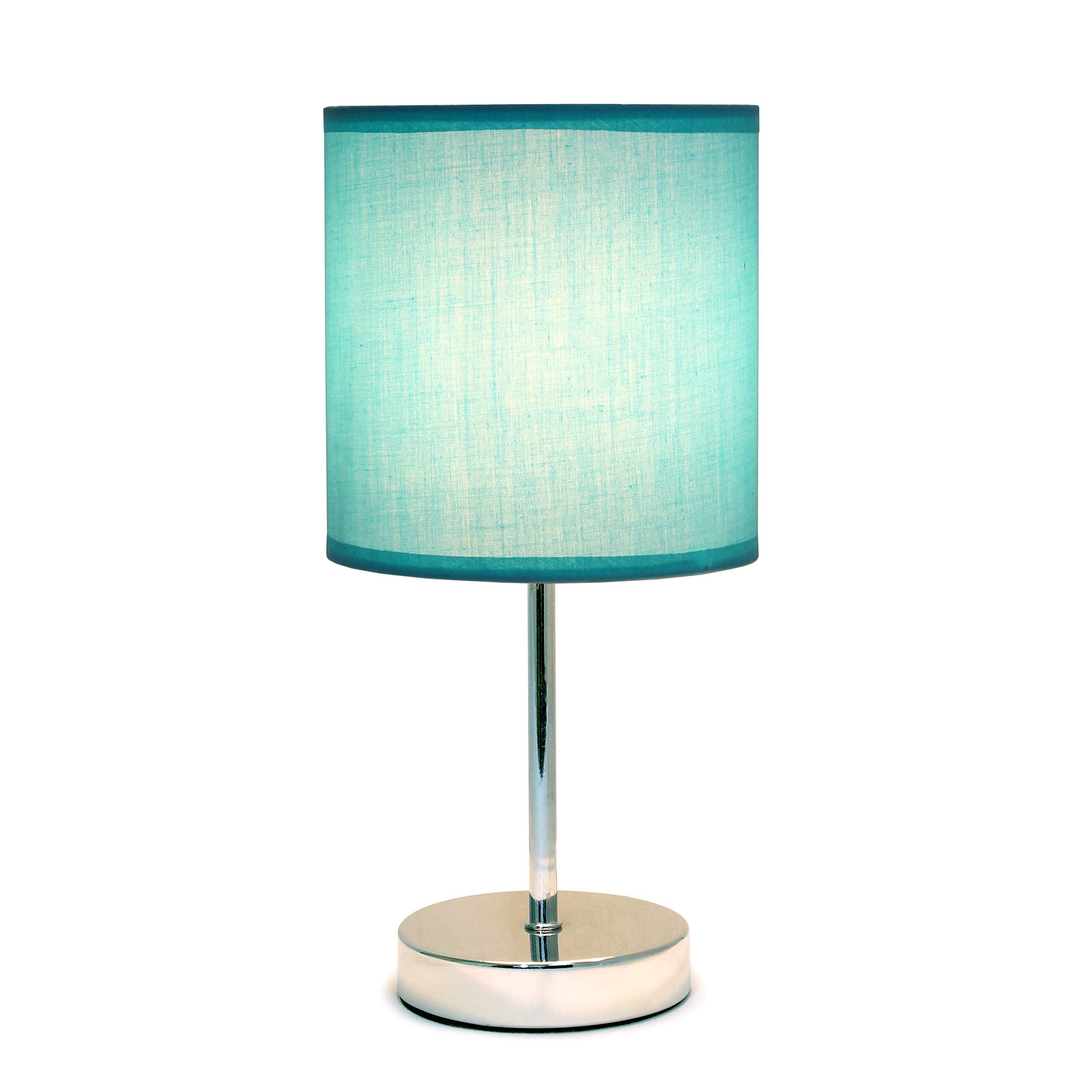 Chrome Mini Basic Table Lamp with Fabric Shade, White