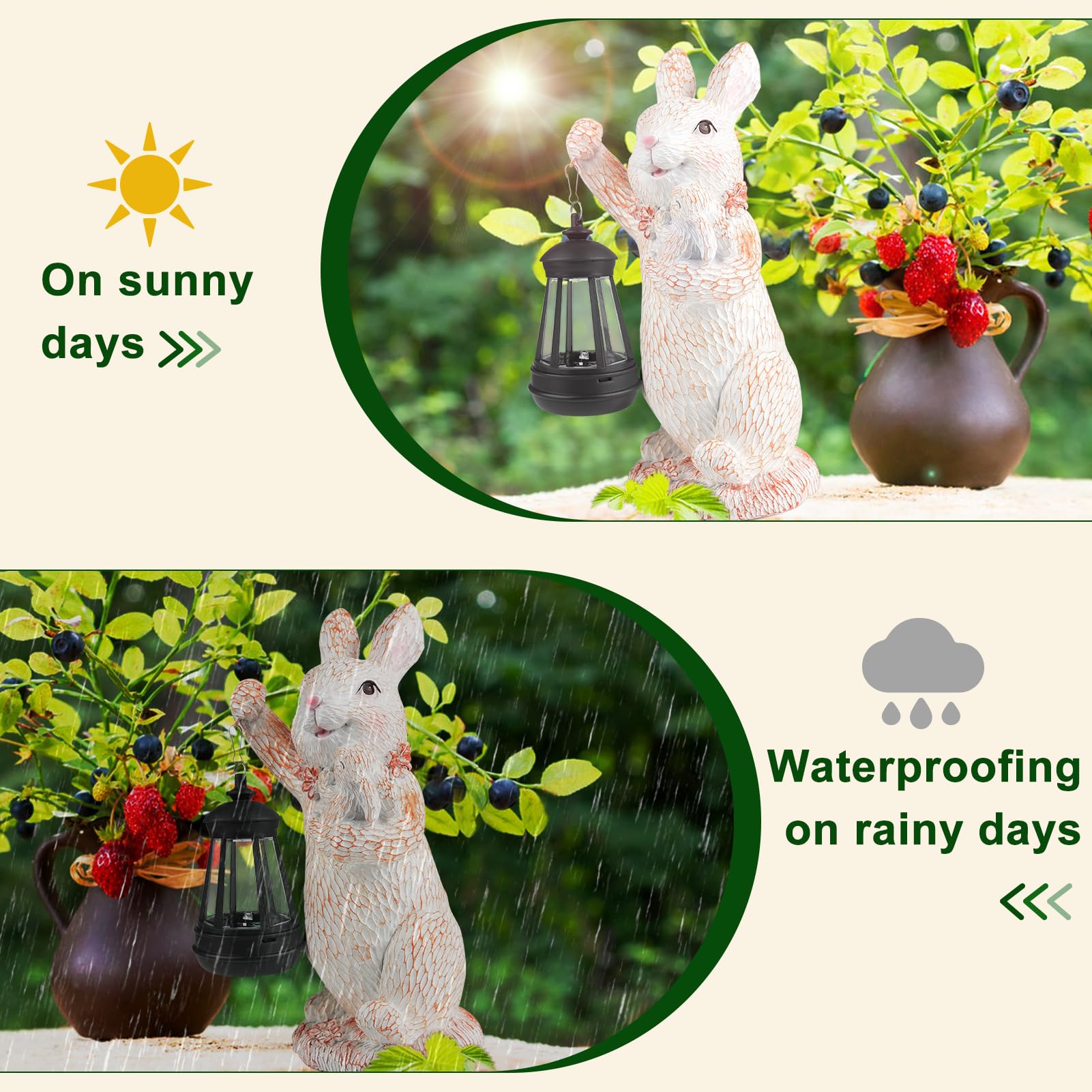 Solar Outdoor Garden Statues Lights, Elephant Figurines with Cute Birds Garden Sculpture Decor, Lucky Elephant Mother Gifts for Women, Men or Daughter, Unique Housewarming Gifts and Yard Decoration