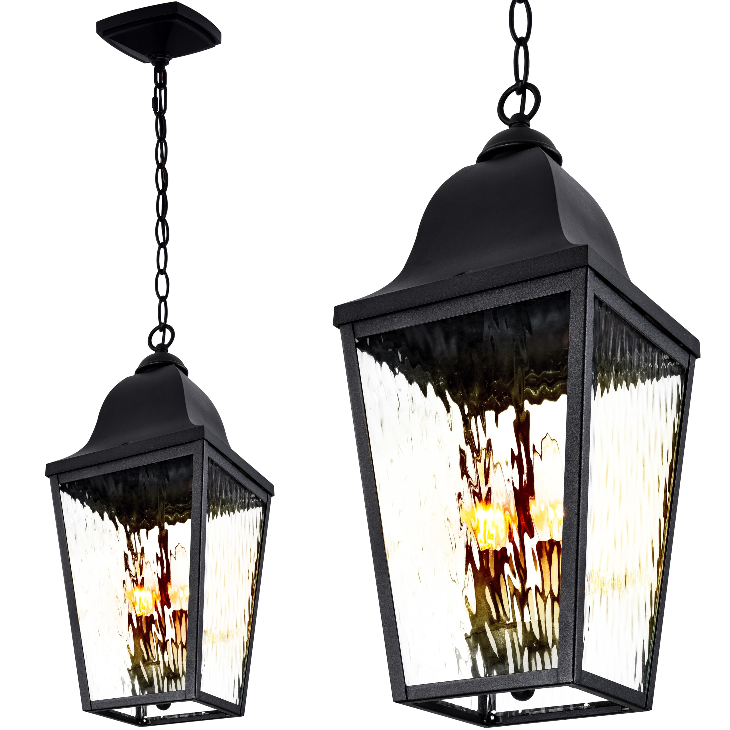 Outdoor Pendant Light Exterior Hanging Lantern Porch Pendant Lights, Light Wood Grain with Glass 1-Light Lamp for for Porch, Patio, Entryway