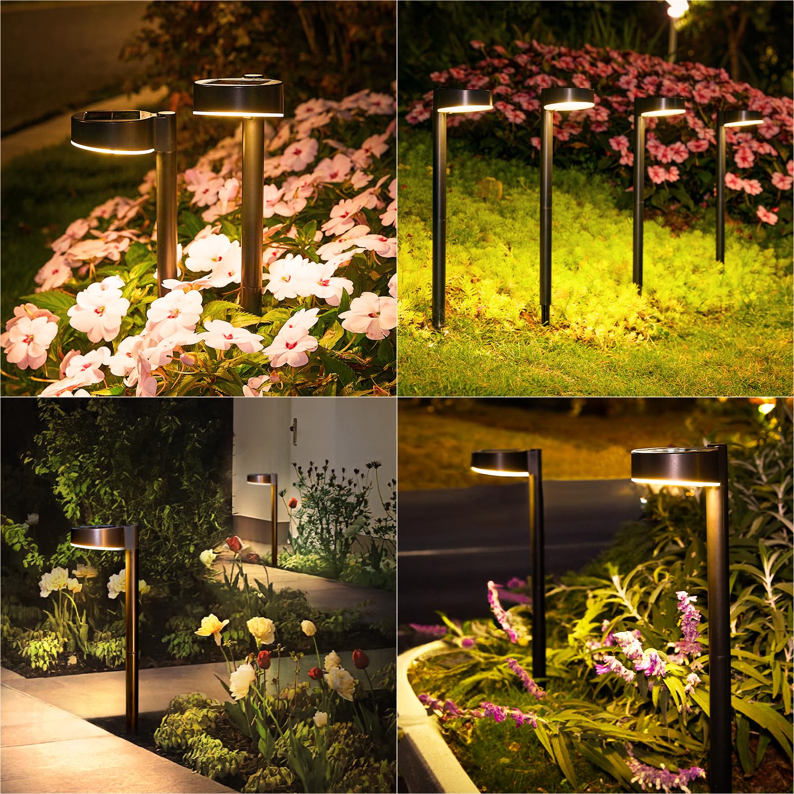 8 Pack Solar Pathway Lights Outdoor, Solar Lights Outdoor Waterproof with Brighter 12 LED, Up to 12 Hrs Outdoor Solar Powered Garden Lights for Yard, Modern Pathway Walkway Path Driveway Lights