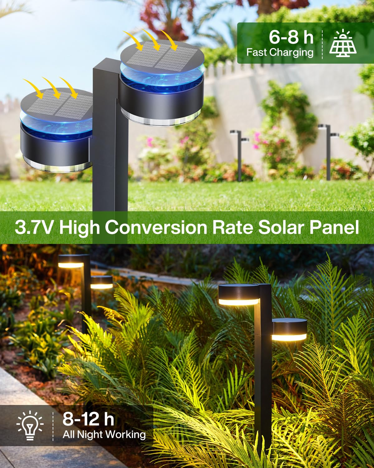 Solar Pathway Lights Outdoor Waterproof, 4 Pack Dual-Head Solar Lights Outdoor, 2X Brighter 24 LED Outdoor Solar Garden Lights for Yard Path Landscape Walkway Driveway Lights Solar Powered