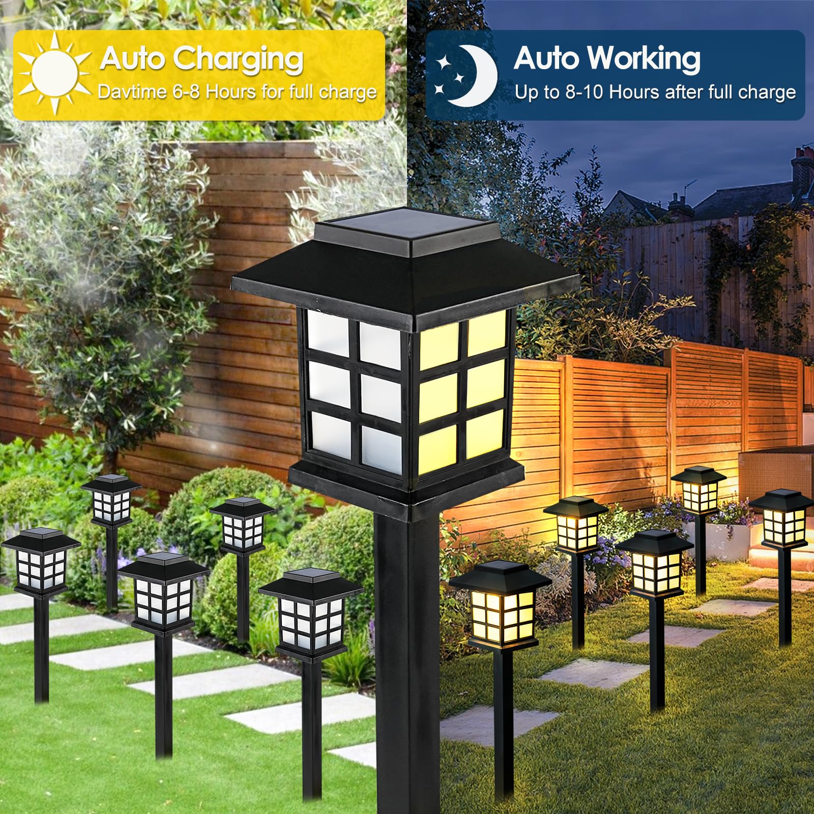 12-Pack Solar Garden Lights (Upgraded Long Lasting), Solar Lights Outdoor Waterproof, Auto On/Off, Pathway Solar Lights for Outside Yard Patio Walkway Driveway Landscape Lawn Decorations (Warm White)