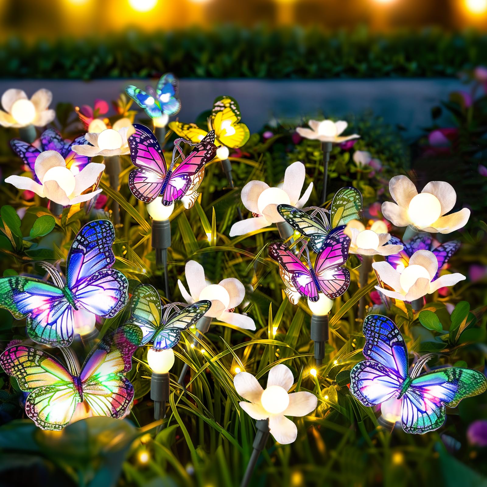 Solar Garden Lights, Solar Lights Outdoor Garden, Garden Lights Solar Powered, Decor for Garden, Yard, Patio, Pathway, IP65 Waterproof, Solar Butterfly Lights Outdoor (2 Pack)