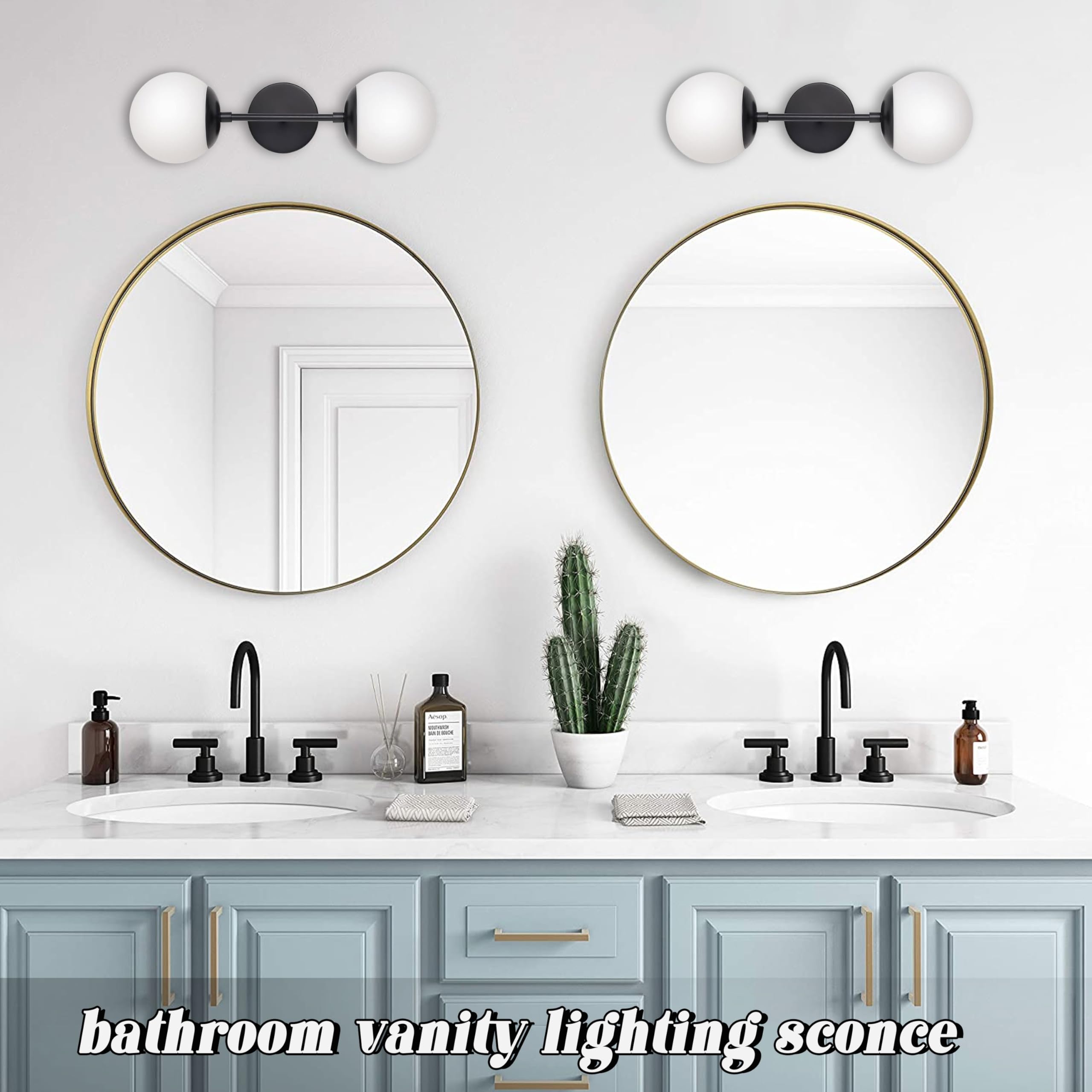 Mid Century Modern Bathroom Vanity Light Matte Black Bathroom Vanity Light Fixtures Globe Sconce 2 Light Bathroom Vanity Light Gold Vanity Light Mid Century Wall Sconce