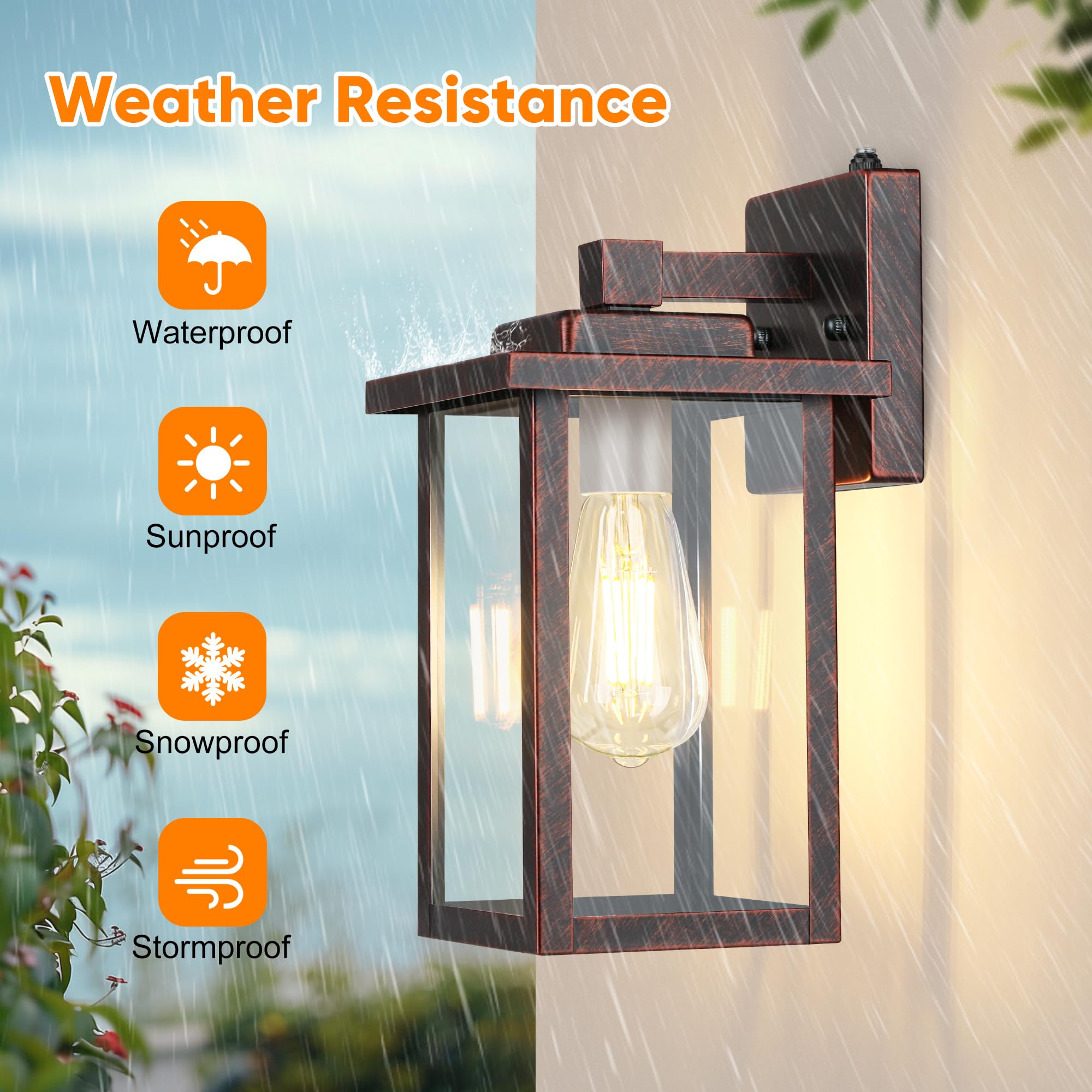 Outdoor Porch Lights Fixtures Wall Mount, Dusk to Dawn Outdoor Lighting Fixtures for House, Sensor Exterior Wall Lights, Waterproof Sconce Outside Lamp, Anti Rust Wall Lantern for Garage