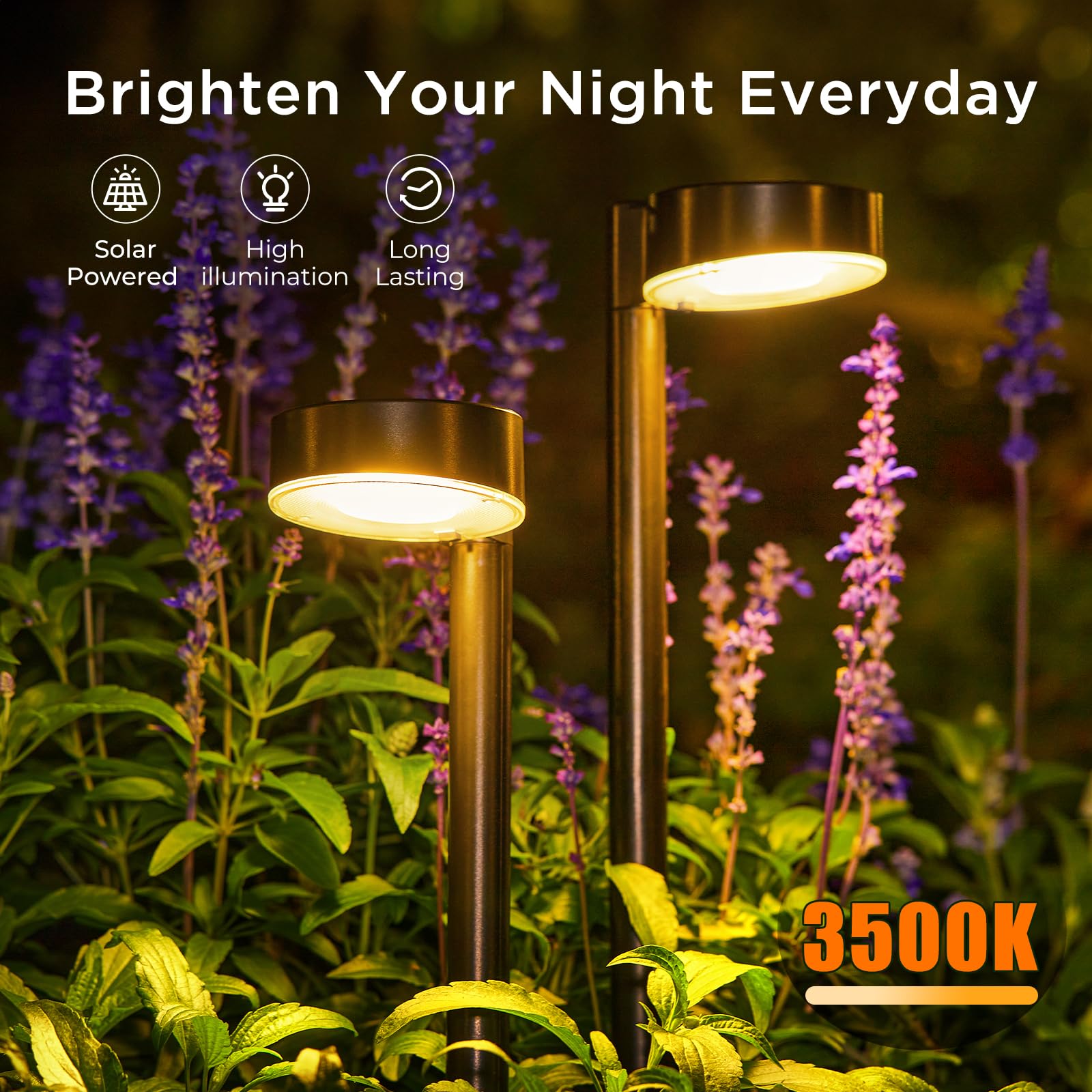 8 Pack Solar Pathway Lights Outdoor, Solar Lights Outdoor Waterproof with Brighter 12 LED, Up to 12 Hrs Outdoor Solar Powered Garden Lights for Yard, Modern Pathway Walkway Path Driveway Lights