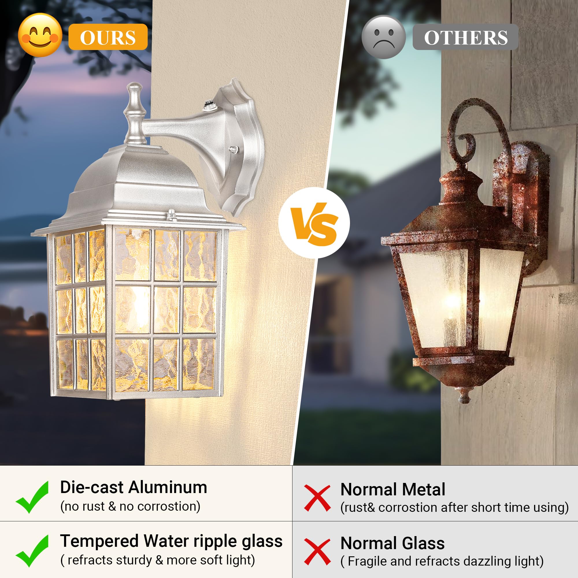 2-Pack Dusk to Dawn Outdoor Wall Lights, Sensor Exterior Light Fixtures Wall Mount, Porch Lights, Black Wall Lantern Wall Lamp, Waterproof Wall Sconce, Outside Lighting for Garage, Front Door