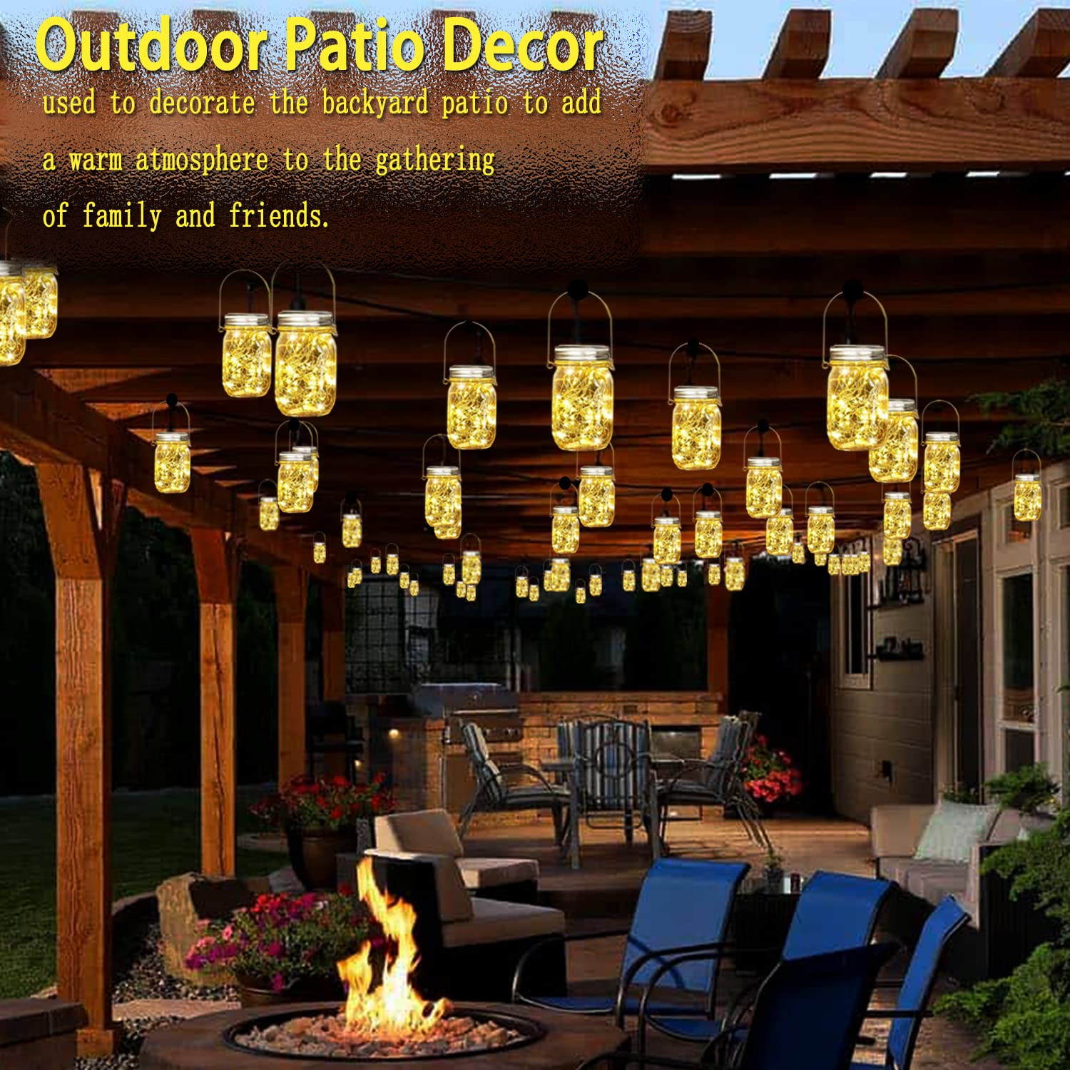 Cooo 12 Pack Crystal Glass Solar Lanterns Outdoor Waterproof 30LED Mason Jar Lights Solar Powered Garden Handmade Wall Lighting Fixtures（Just a Little More, Get Double The Delight -12 Sets Warm White）