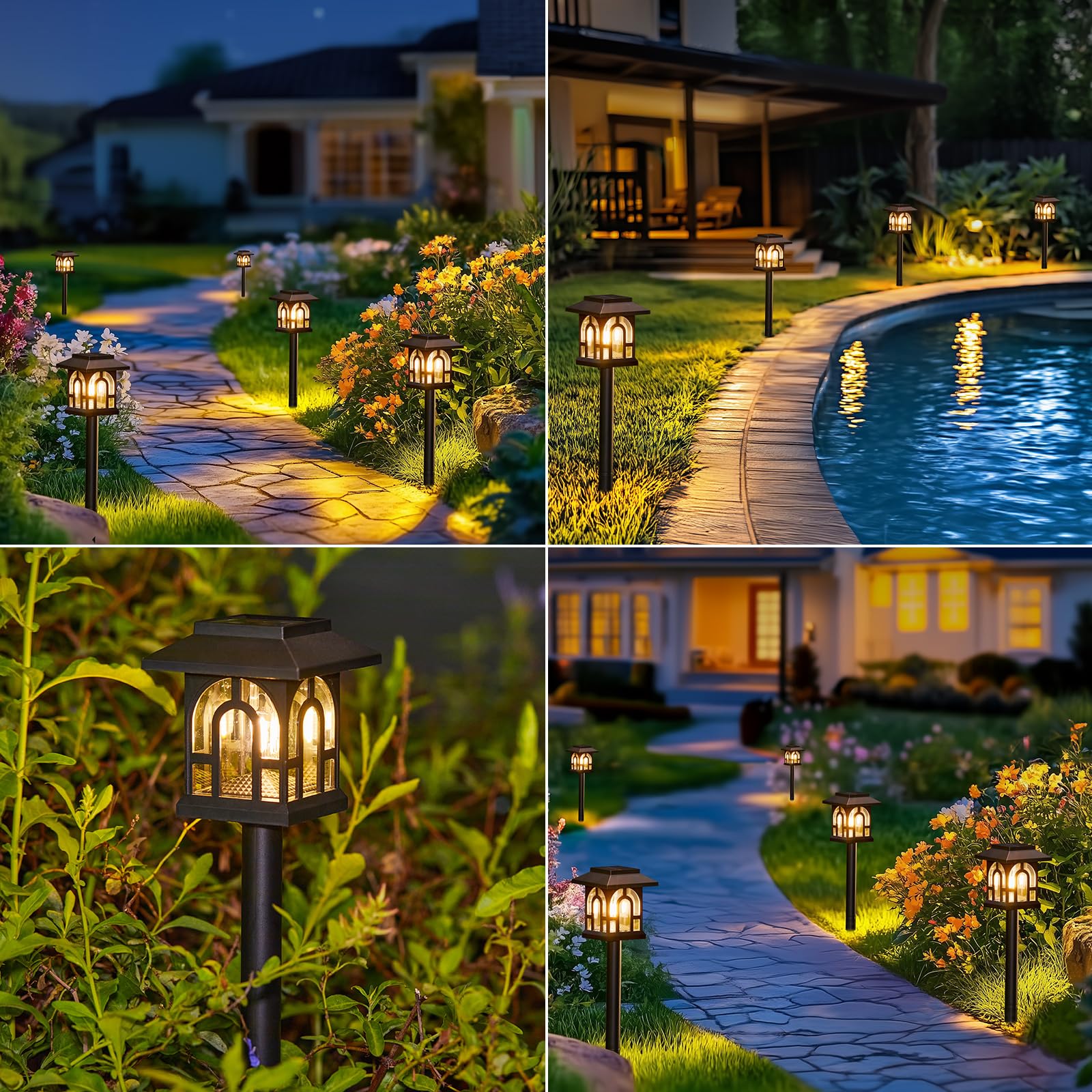 Solar Pathway Lights Outdoor, 10 Pack Retro Solar Landscape Path Yard Lights, Auto On/Off Solar Powered Outdoor Lights, Outdoor Solar Garden Lights for Outside Yard Lawn Patio Walkway Driveway