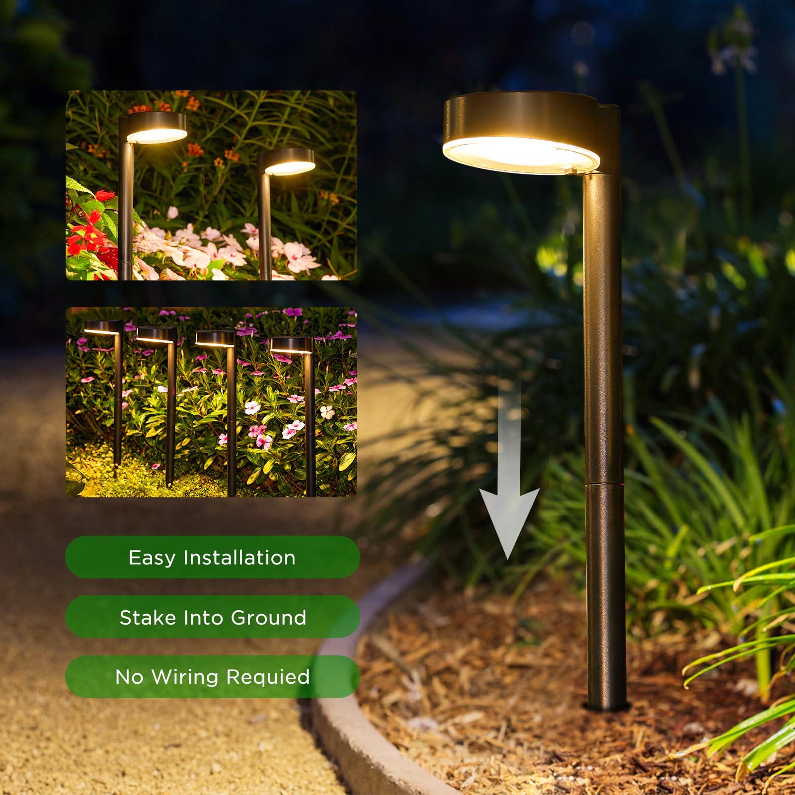 8 Pack Solar Pathway Lights Outdoor, Solar Lights Outdoor Waterproof with Brighter 12 LED, Up to 12 Hrs Outdoor Solar Powered Garden Lights for Yard, Modern Pathway Walkway Path Driveway Lights