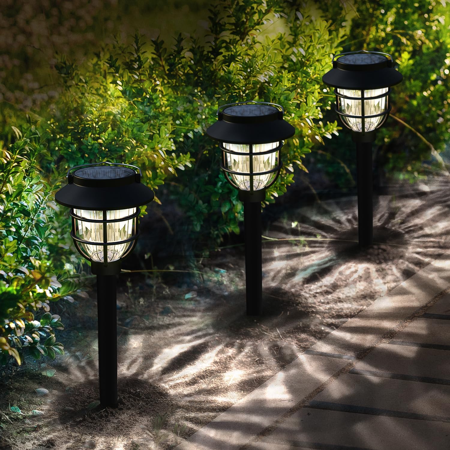 10 Pack Solar Pathway Lights Outdoor - Bright Solar Powered Garden Lights with Warm White LED, Auto On/Off Waterproof Path Lights Decorative, Landscape Lighting for Yard Patio Walkway Driveway