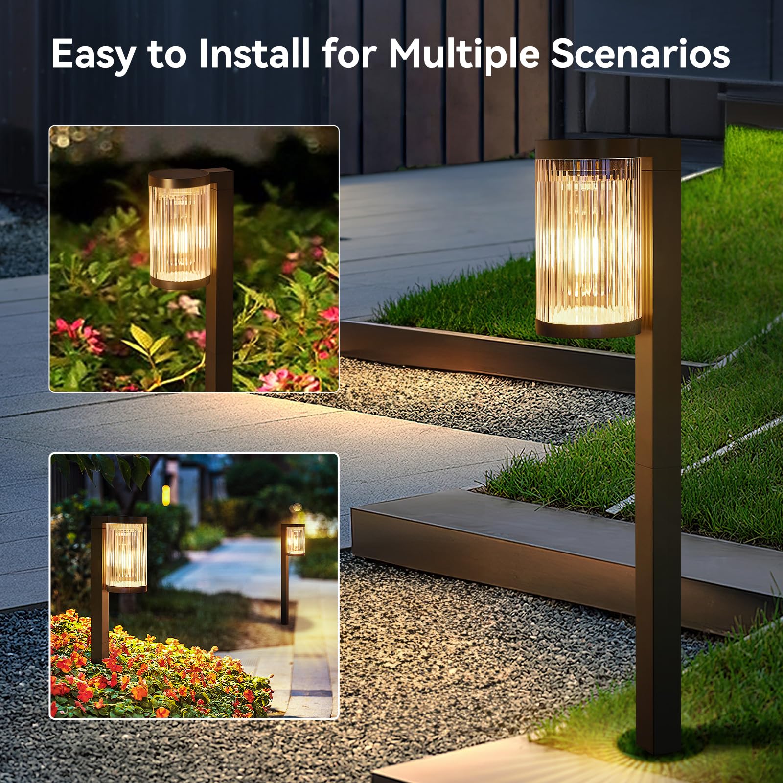 Solar Pathway Lights Outdoor 6 Pack, Super Bright Over 12Hrs Solar Lights Outdoor Waterproof IP65, Anto On/Off Solar Garden Lights Decorative & Stylish for Outside Yard, Path, Driveway