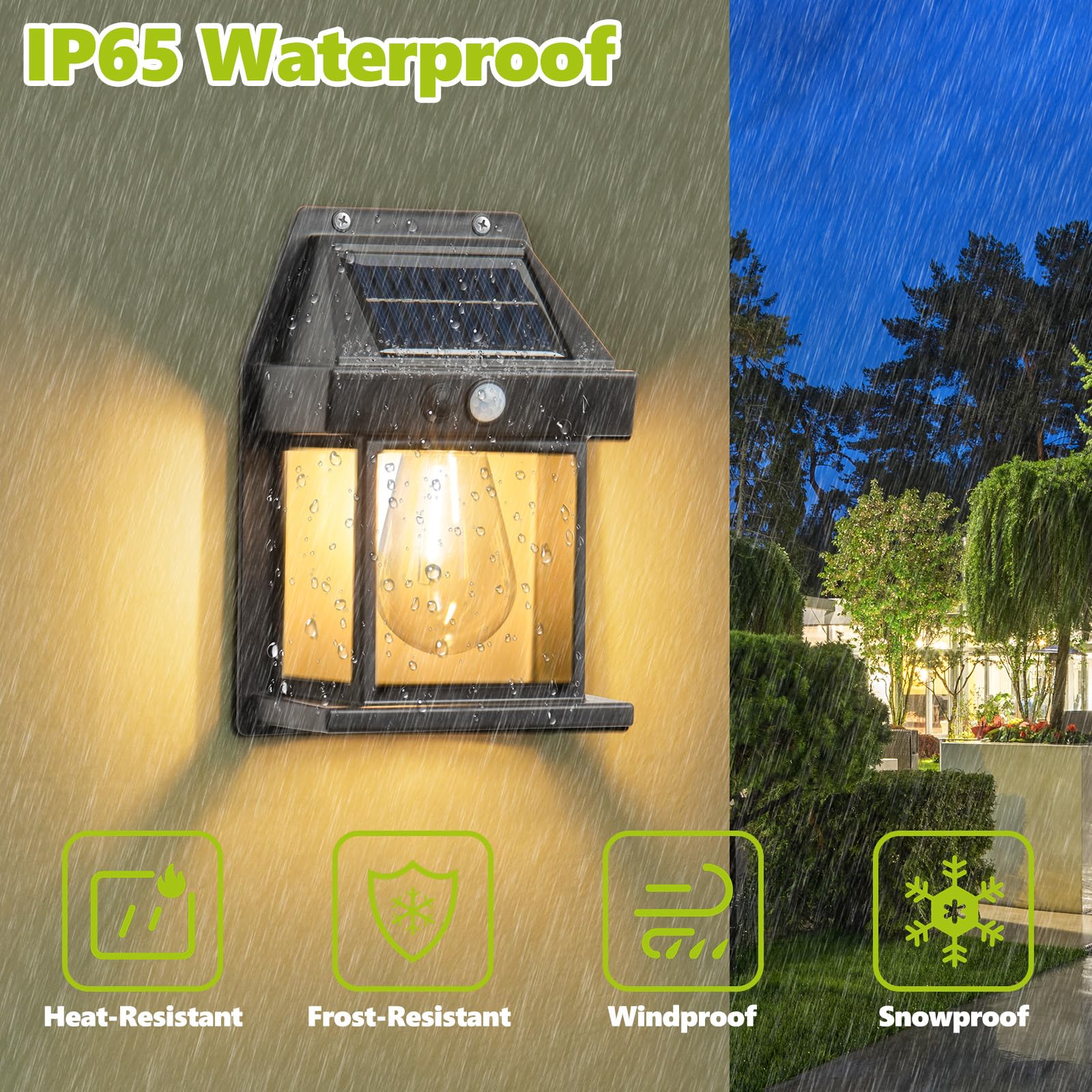 Solar Wall Lights Outdoor，Waterproof Solar Porch Light, Wireless Motion Sensor Outdoor Lights,Suitable for Patios, Garages, Sheds, Doors, Yards