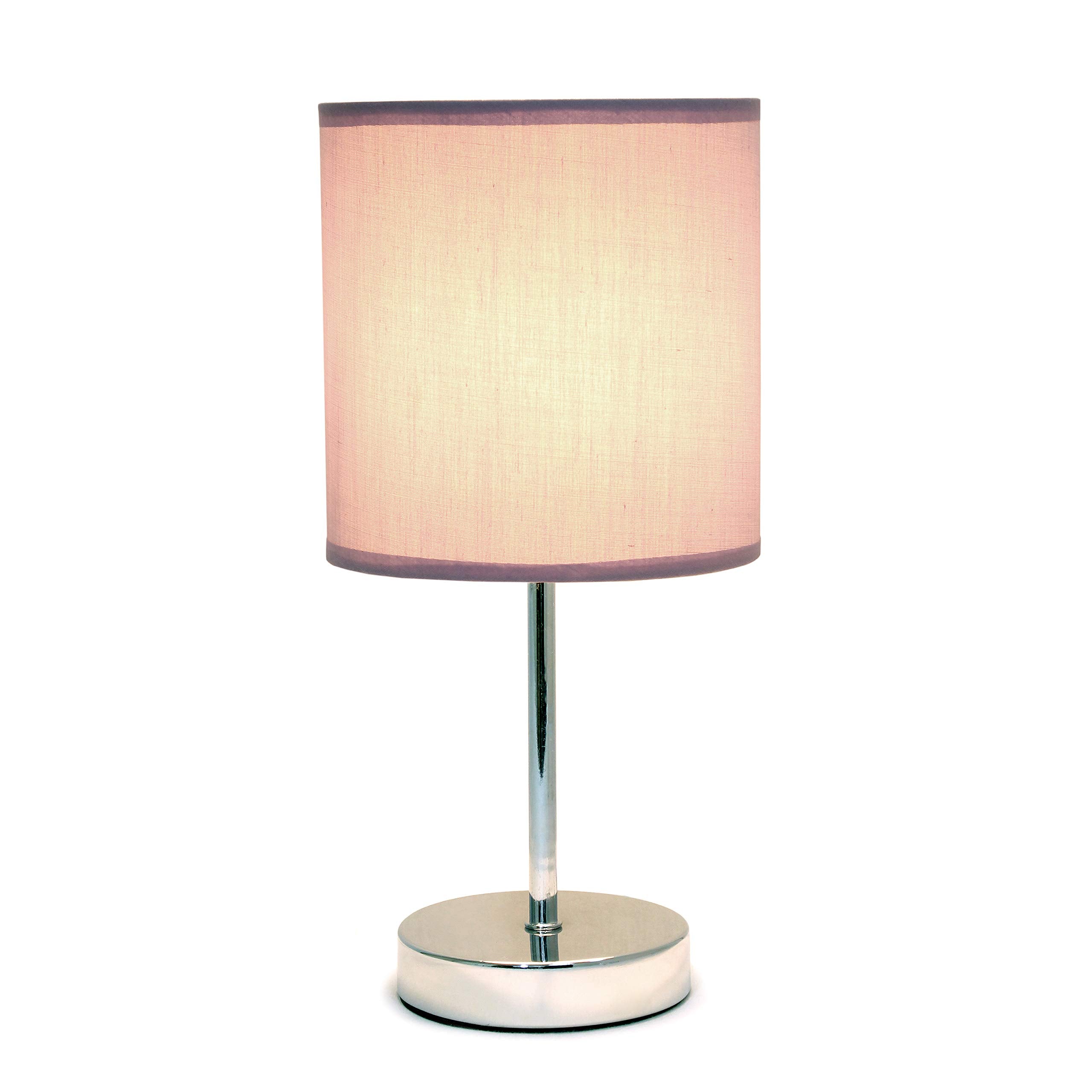 Chrome Mini Basic Table Lamp with Fabric Shade, White