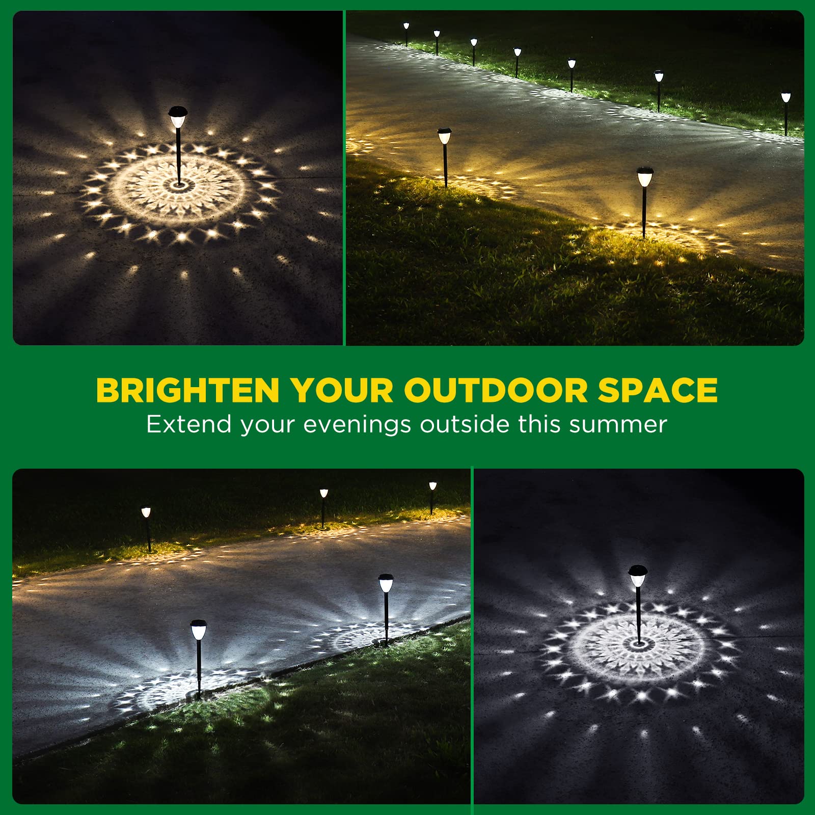 Super Bright Solar Lights, Waterproof 10 Pack, Dusk to Dawn Up to 12 Hrs Solar Powered Outdoor Pathway Garden Lights Auto On/Off, LED Landscape Lighting Decorative for Walkway Patio Yard