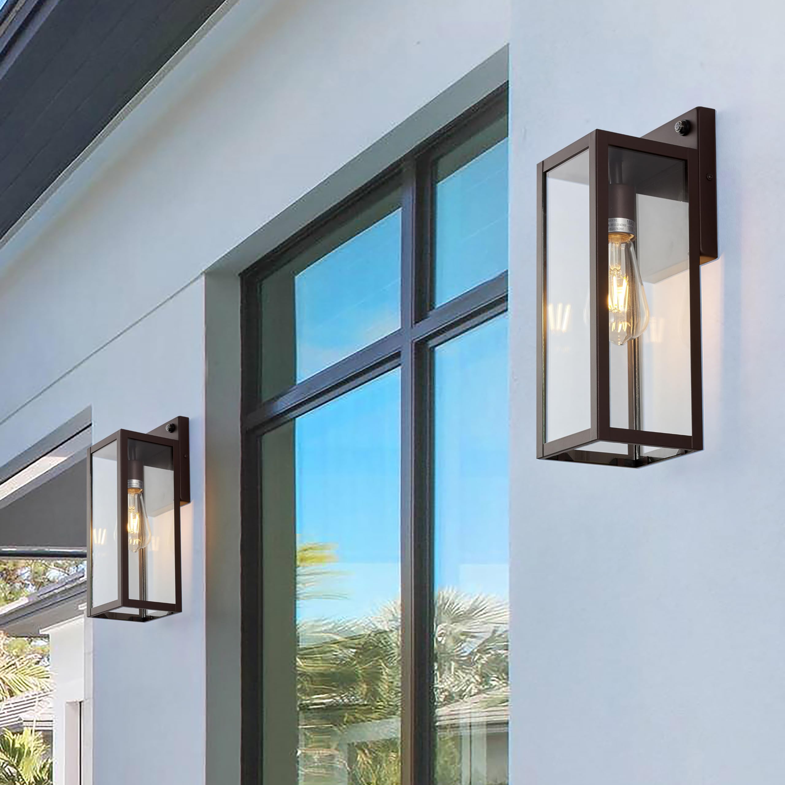 Porch Light Fixture, Oil Rubbed Bronze Outdoor Wall Sconce,13.25" Farmhouse Porch Light with Clear Seedy Glass for Garage, Patio, Porch, Doorway, Entryway.