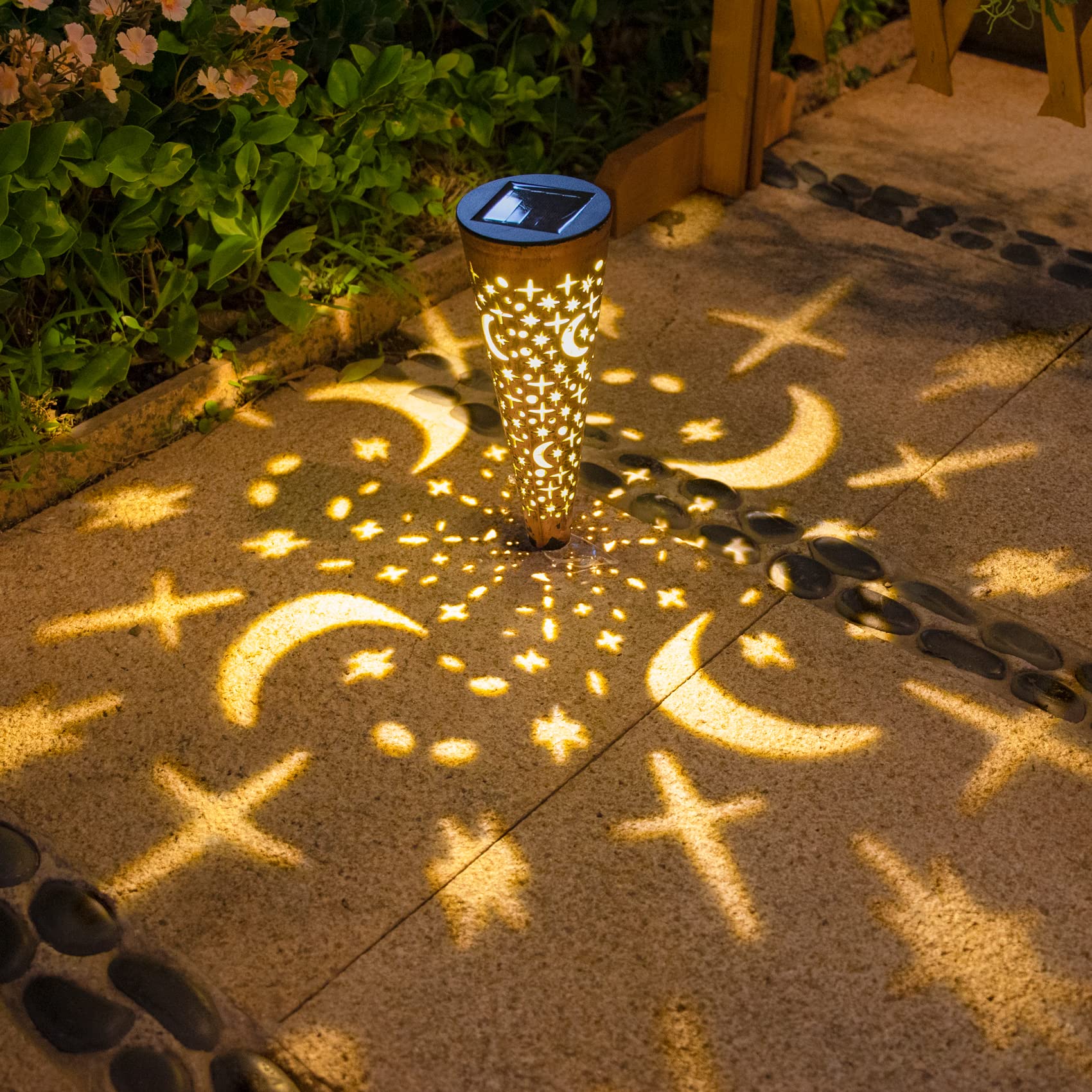 6Pcs Garden Solar Lights Outdoor Stakes Decorative Lighting for Yard, Pathway, Patio Decor Lawn Ornament (Red Copper)