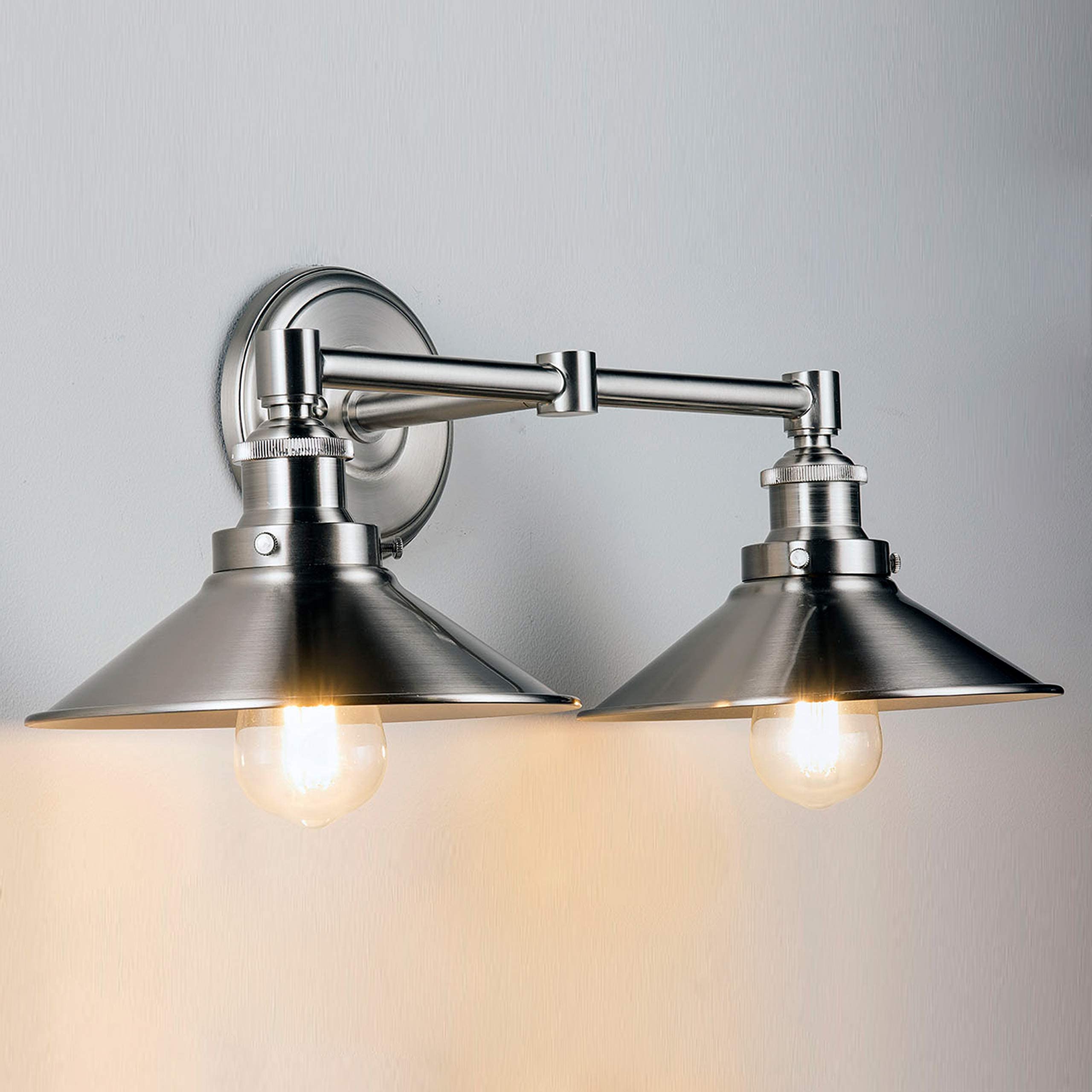 2 Light Bathroom Vanity Light Industrial Brushed Nickel Bathroom Light Fixtures above Mirror Bathroom Light Farmhouse Vanity Lights for Bathroom Lighting, Bulb Included