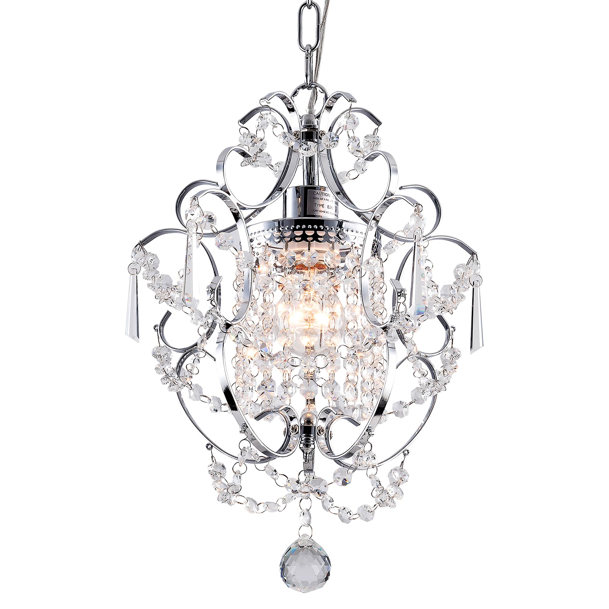 Modern Mini Crystal Chandelier,1-Light Crystal Chandelier Lighting,Chrome Glass Crystal Chandelier Light Fixture,Crystal Pendant Chandelier for Girls Room Dining Room Closet,Entryway