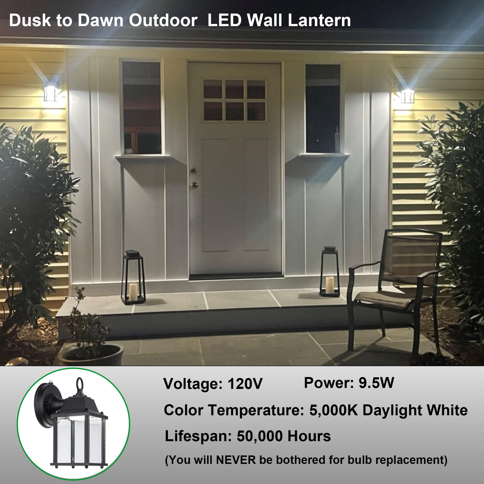 Outdoor Wall Lantern, Wall Sconce as Porch Lighting Fixture, E26 Base 60W Max., Aluminum Housing Plus Glass, Water-Proof and Outdoor Rated, ETL Qualified, 2-Pack, White