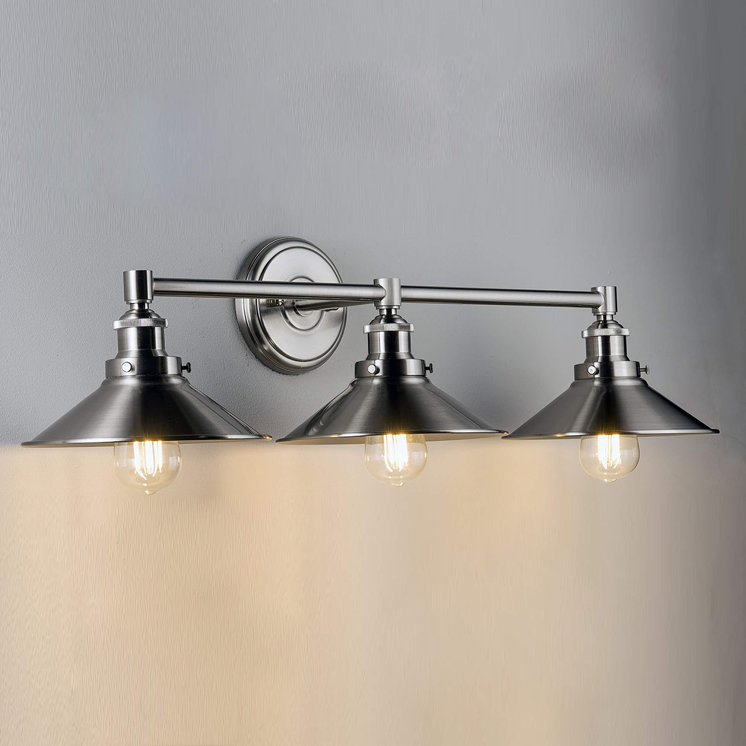 2 Light Bathroom Vanity Light Industrial Brushed Nickel Bathroom Light Fixtures above Mirror Bathroom Light Farmhouse Vanity Lights for Bathroom Lighting, Bulb Included