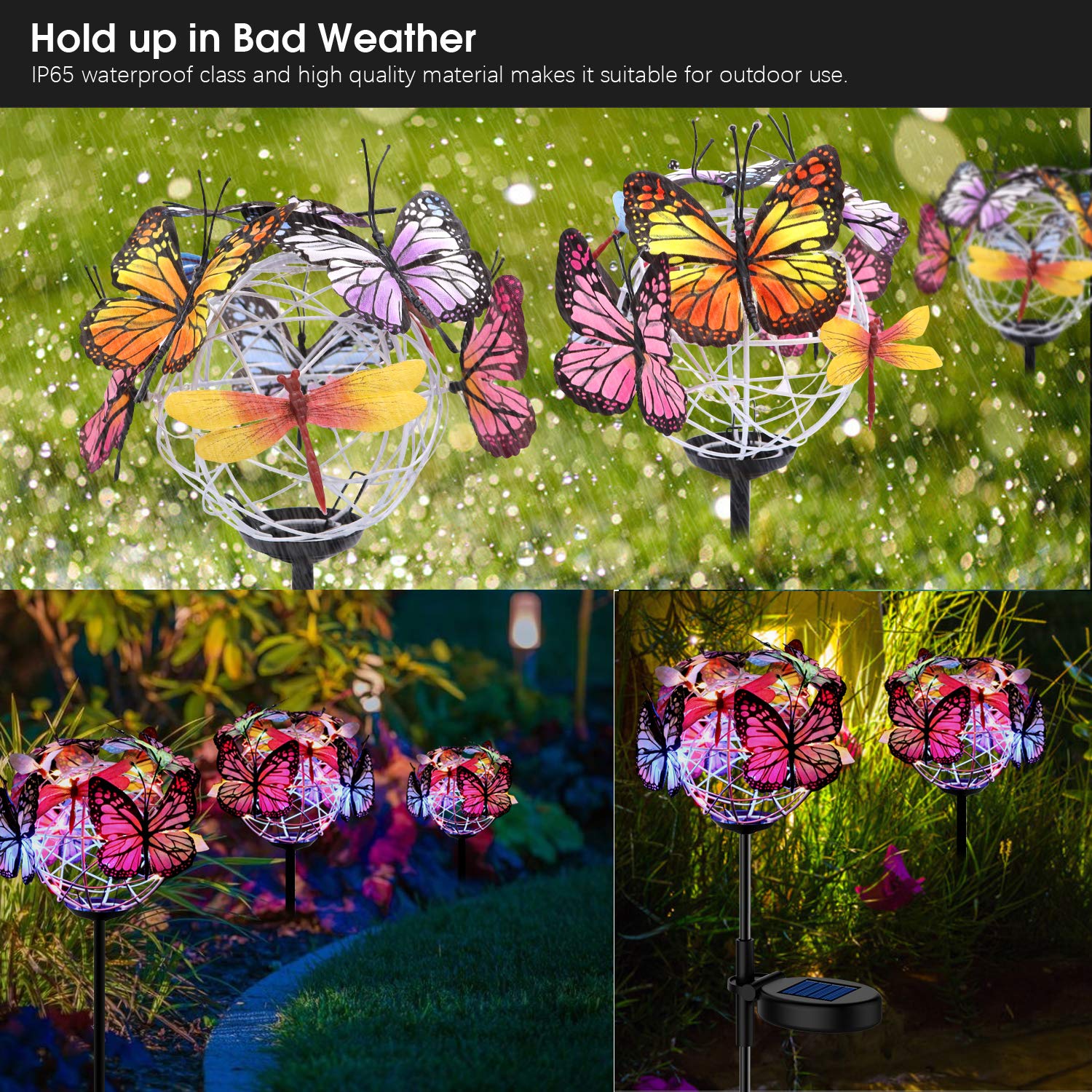 Solar Powered Butterfly Garden Stake Lights (2 Pcs Butterfly Lights)