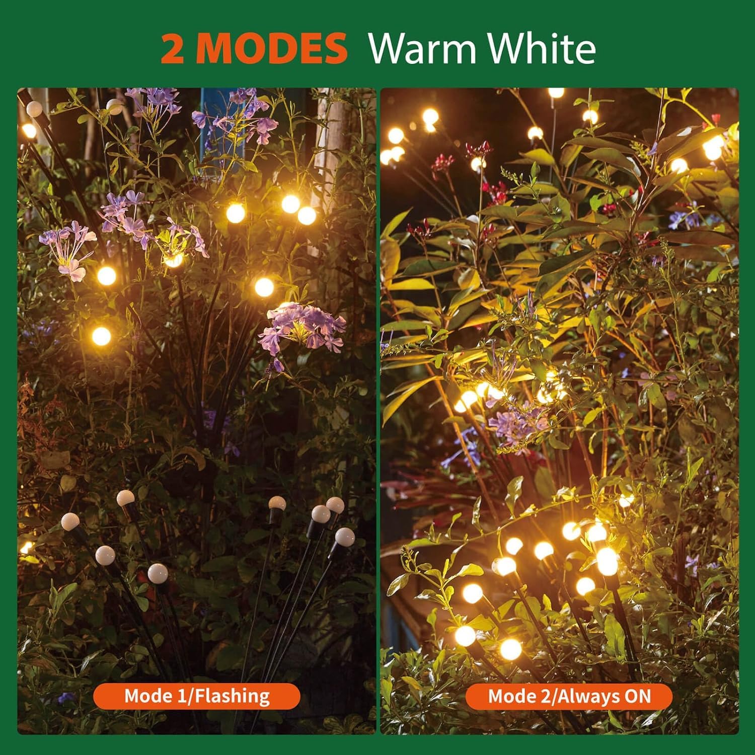 8LED Solar Powered Firefly Lights,Outdoor Waterproof,Starburst Swaying Solar Lights, Garden Lights for Path Landscape Outdoor Decorative Lights White Warm 4Pack