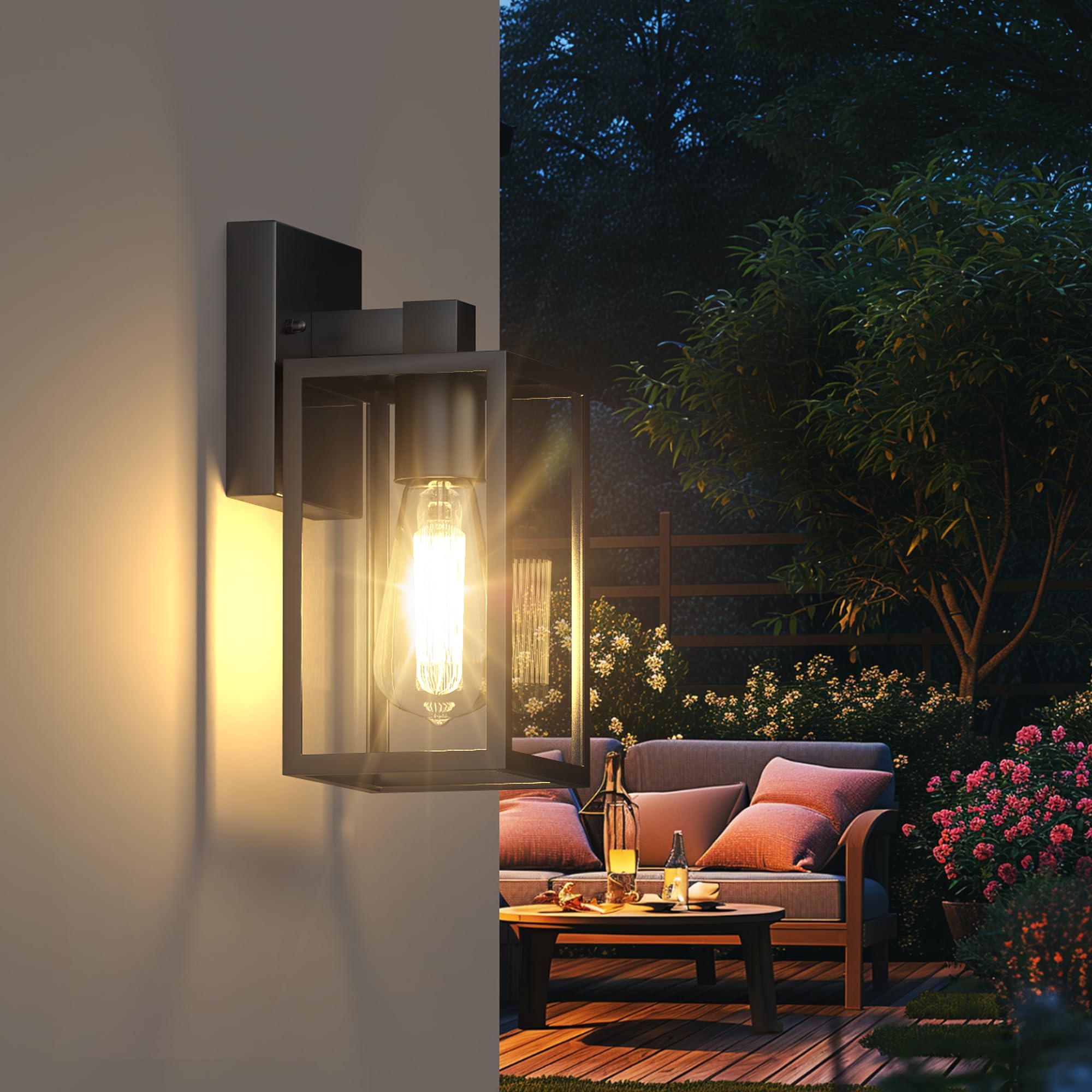 Outdoor Light Fixture Wall Mount, LED Exterior lighting fixtures for Outside, Front Porch Lights, Waterproof Wall Sconce Lantern Lamp, Black Coach Lights for House, Patio, Garage, Doorway, Entryway