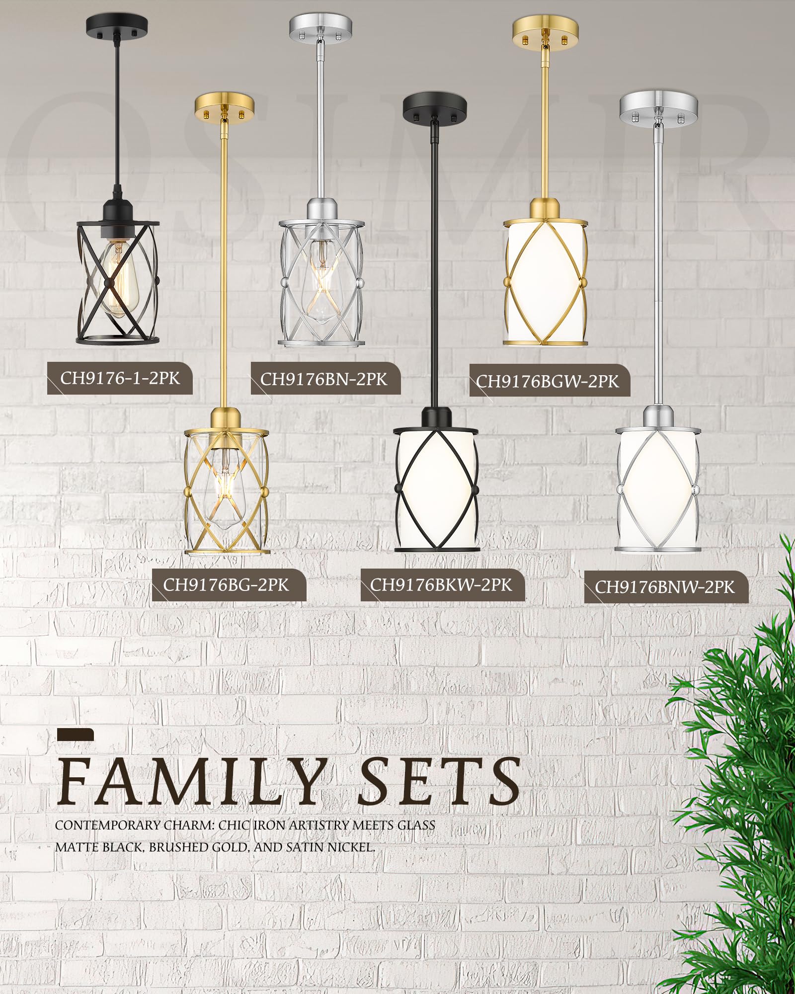 Brushed Gold Pendant Light Fixtures, 3-Light Modern Dining Room Cluster Pendant Light with Milky Glass, Mid Century Cage Hanging Pendant Lighting for Kitchen, Adjustable, CH9176BGW3