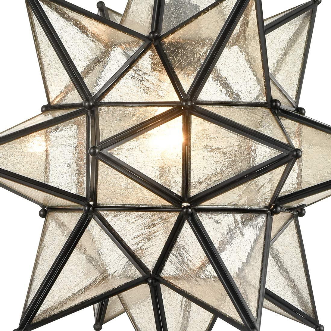 Moravian Star Pendant Light 20-Inch Large Hanging Ceiling Light Modern Gold Finish with Seeded Glass Adjustable Chain