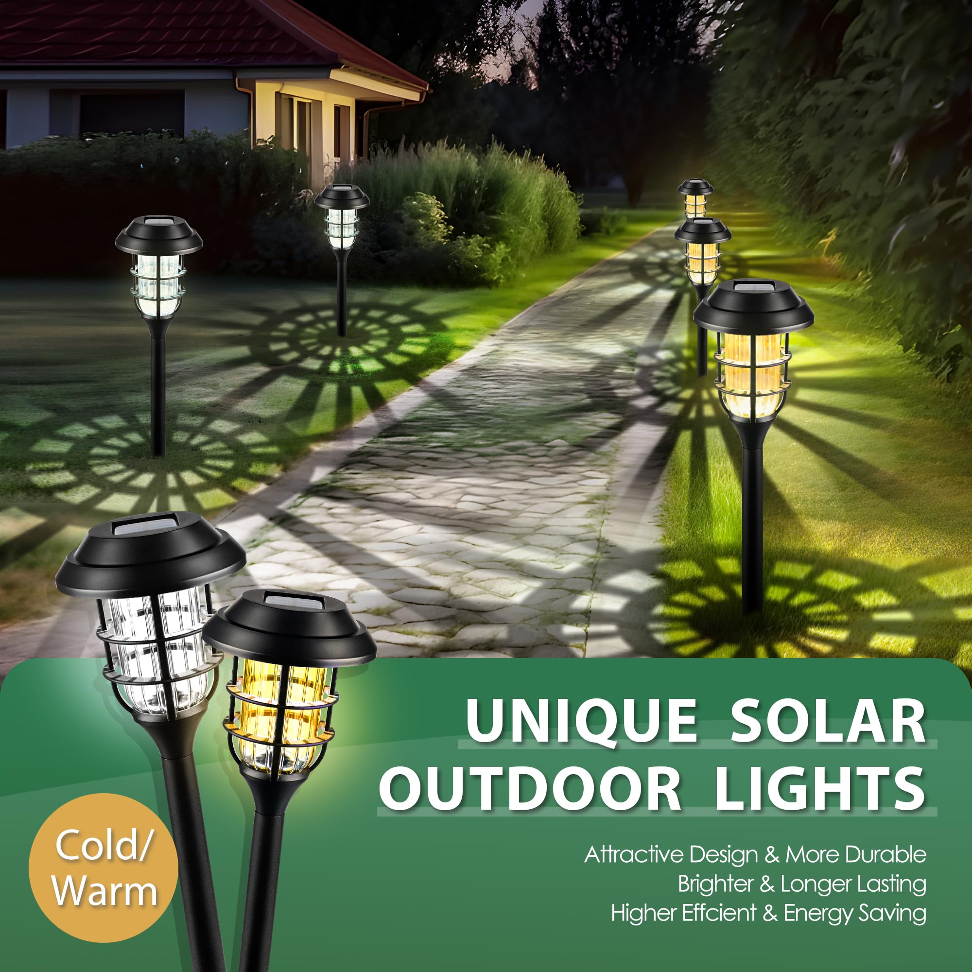 Solar Lights for Outside, Solar Outdoor Path Lights, Garden Lights Waterproof, Solar Powered Landscape Lighting for Yard, Garden, Pathway, Patio, Porch, Walkway, Driveway, 8 Pack(Cold White)